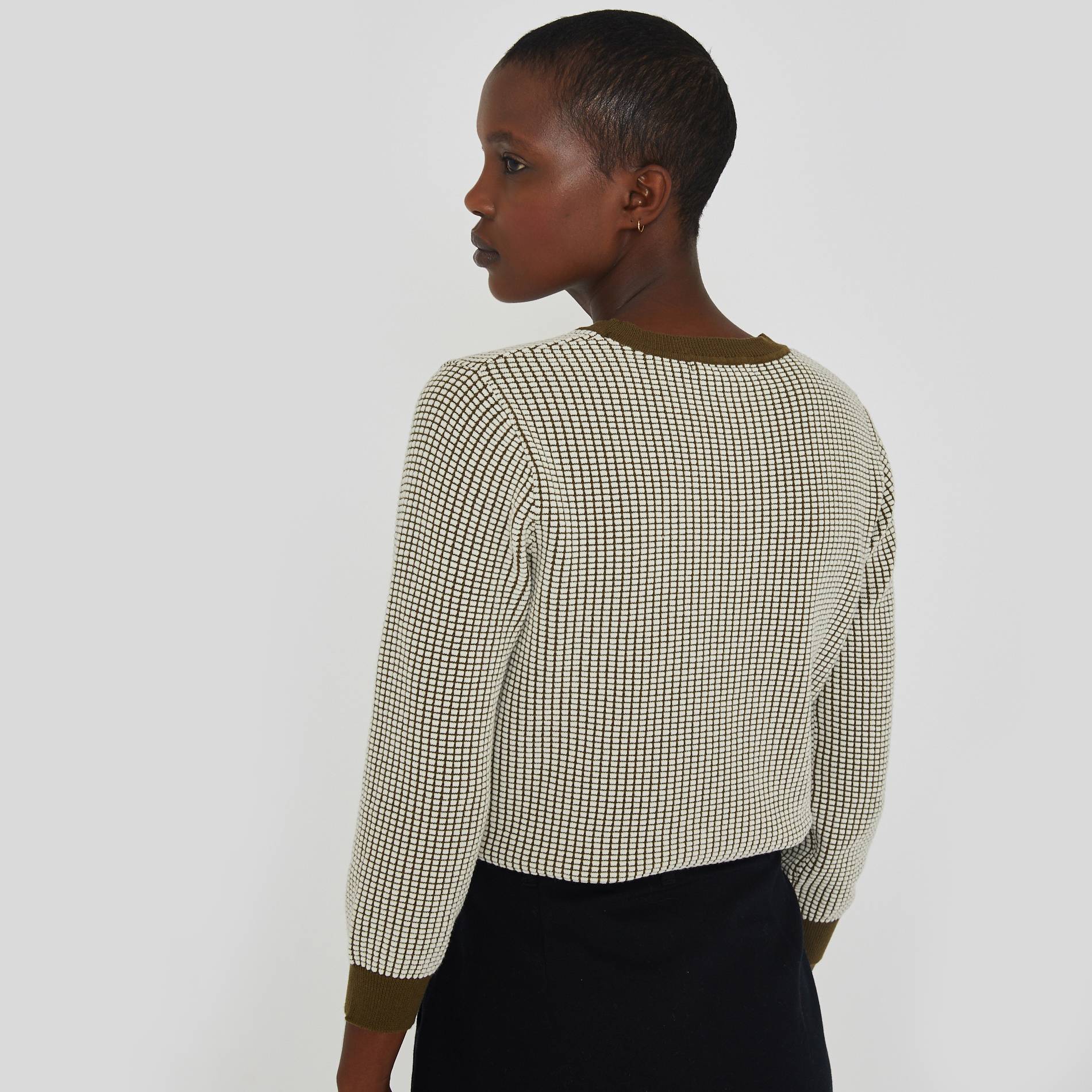 Pull en coton bicolore, Kaki, large image number 1.0