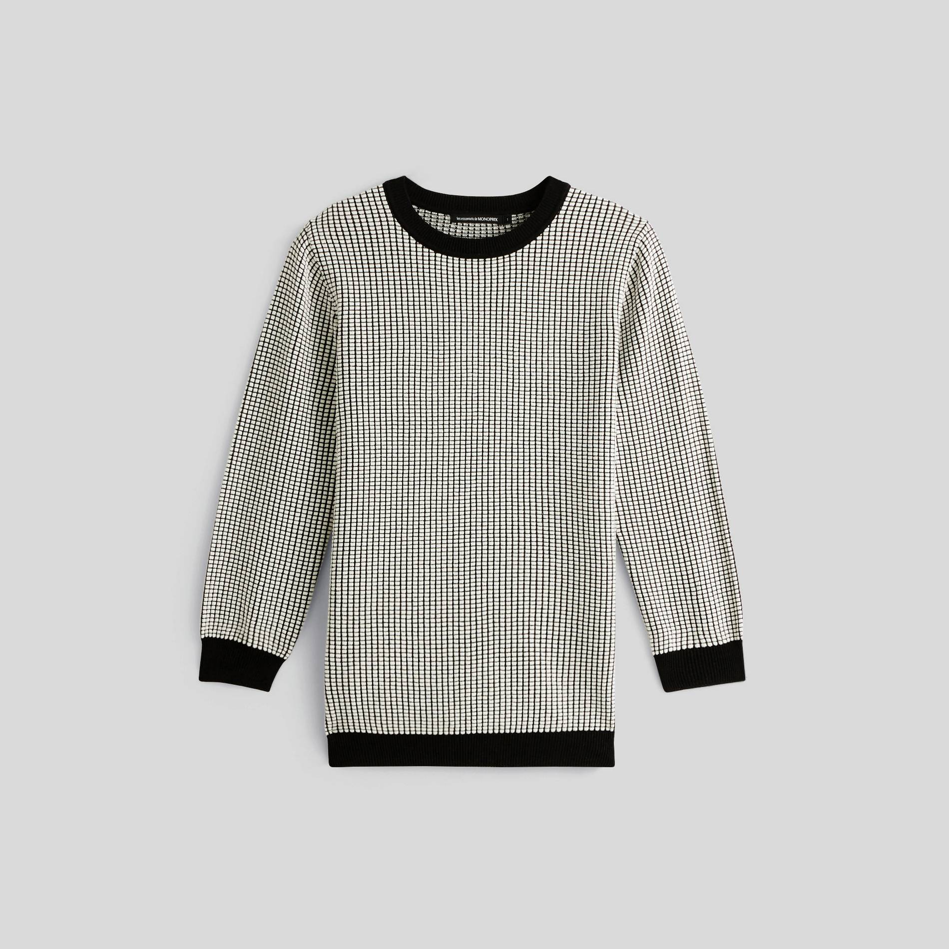 Pull en coton bicolore, Noir, large image number 2.0