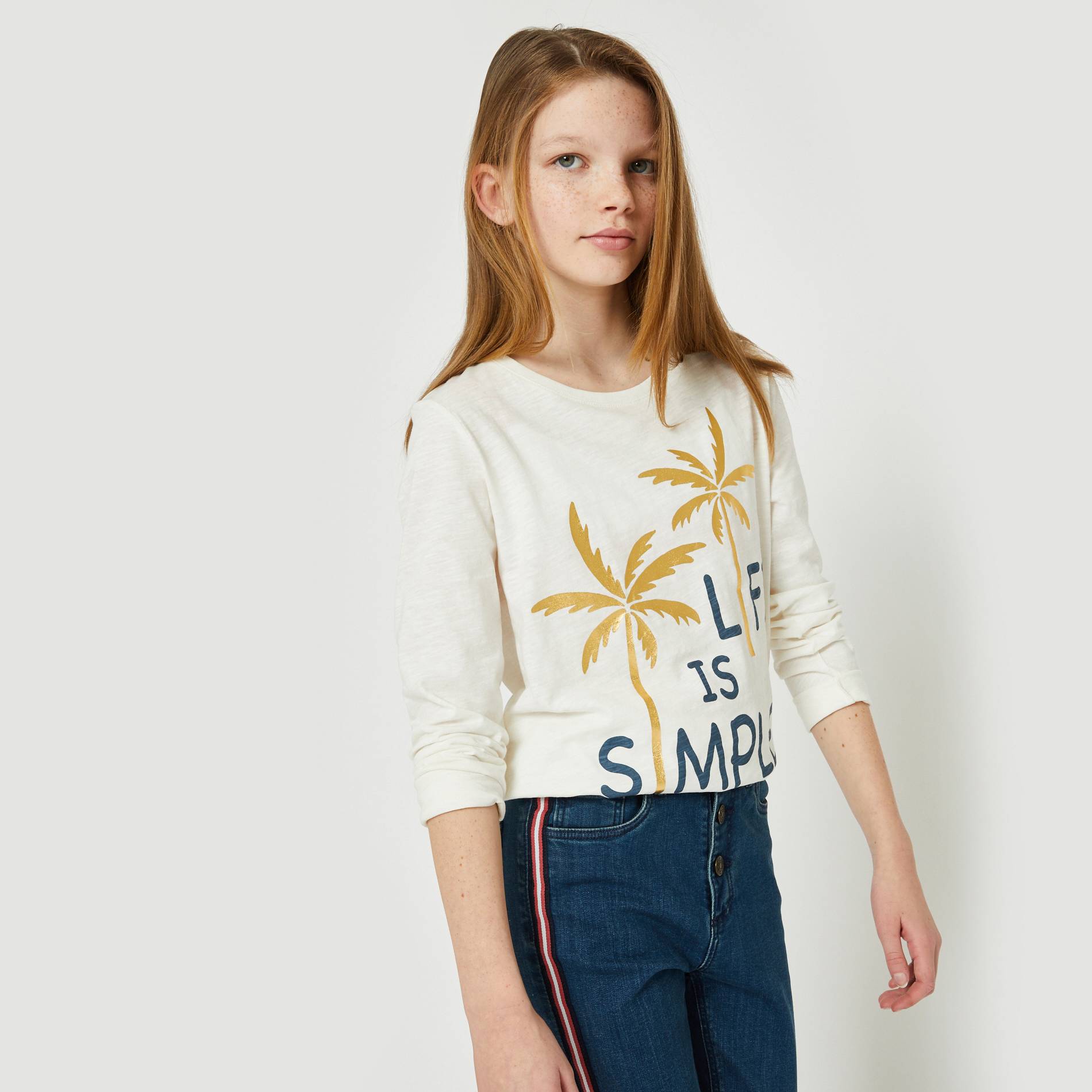 T-shirt manches longues en coton BIO, Ecru, large image number 0
