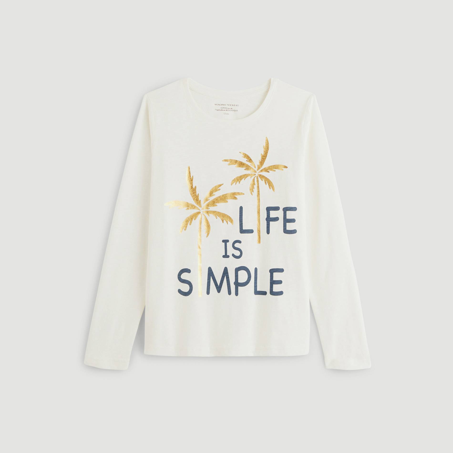T-shirt manches longues en coton BIO, Ecru, large image number 1