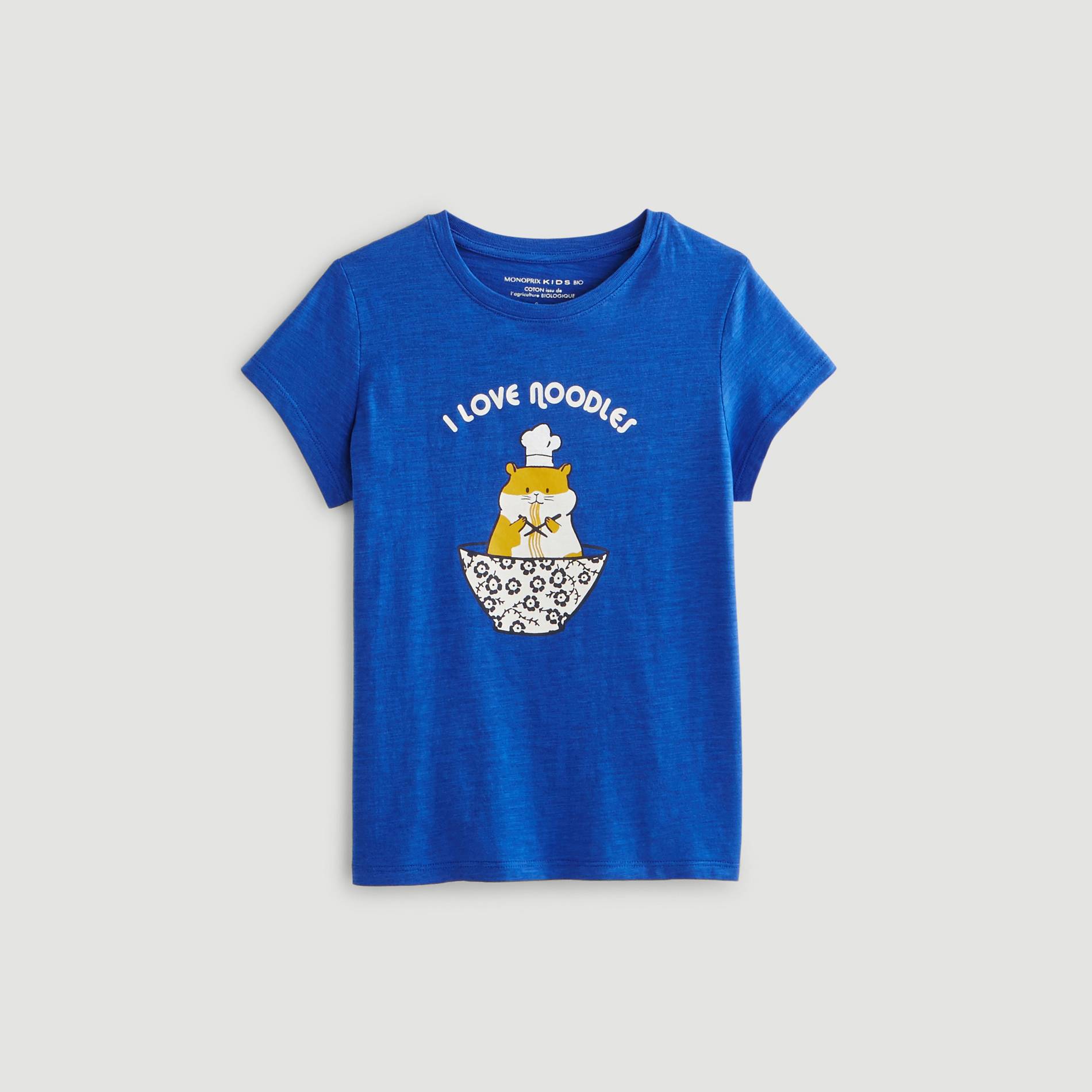 T-shirt manches courtes imprimé en coton BIO, Cobalt, large image number 0