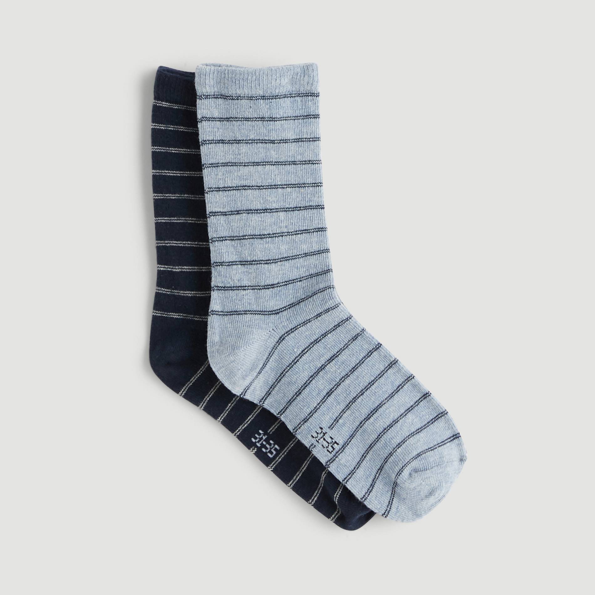 Lot de 2 paires de chaussettes rayées, Gris moyen, large image number 0