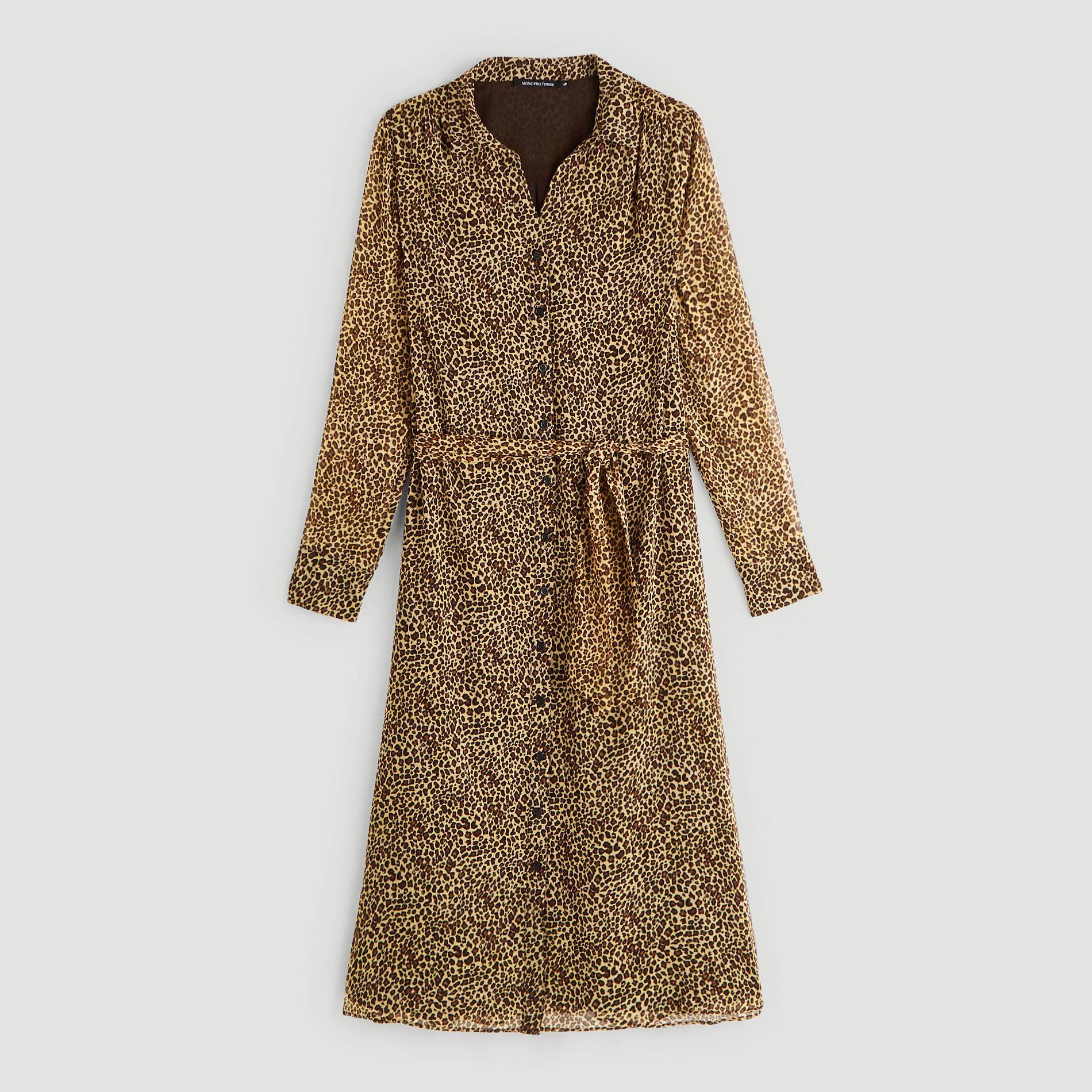 Robe chemise imprimé léopard, Ecru, large image number 2