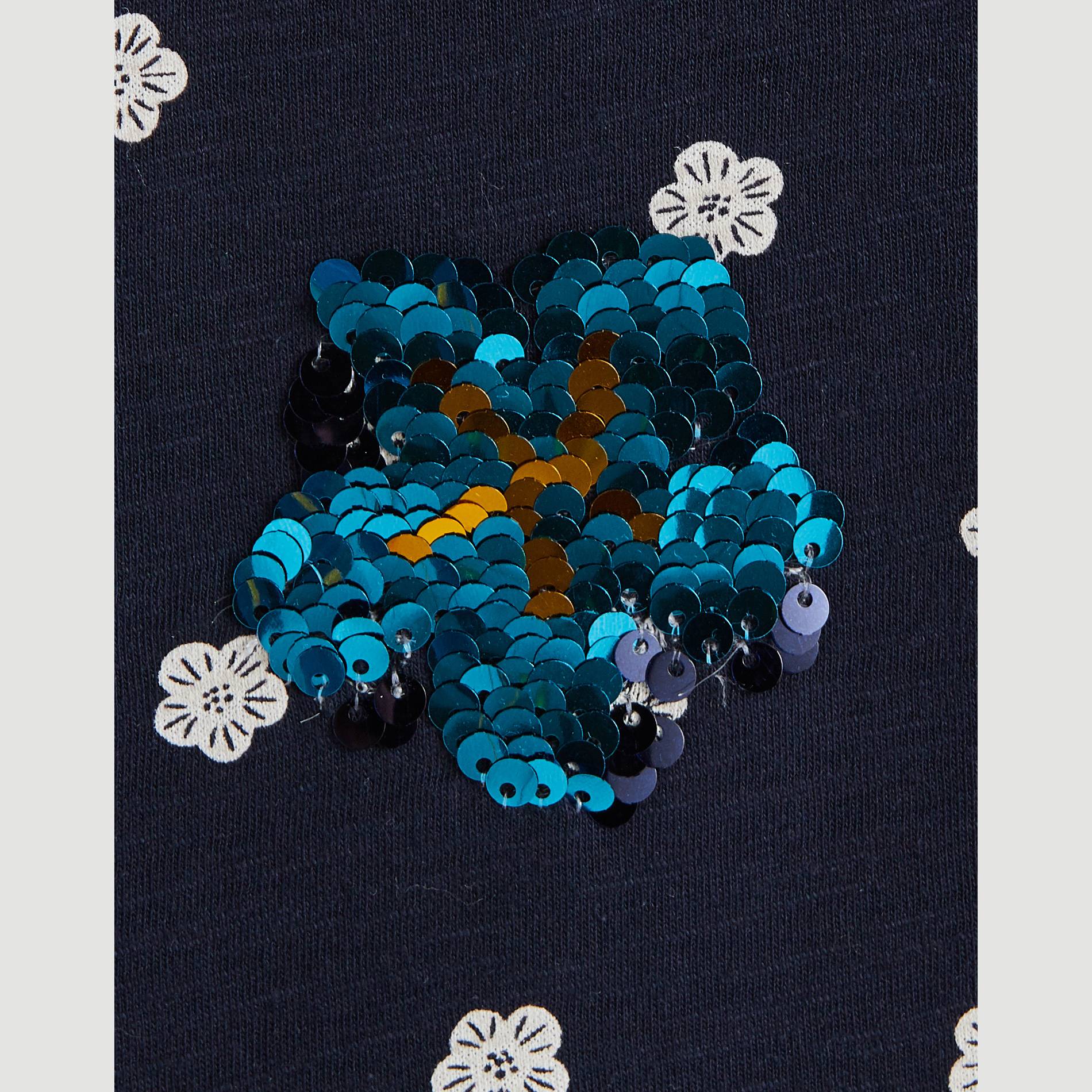 T-shirt manches courtes imprimé en coton BIO, Bleu marine, large image number 2.0