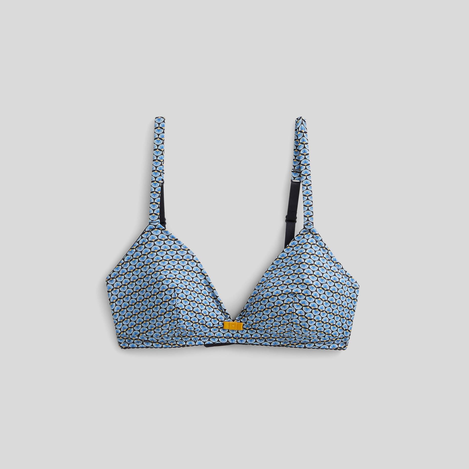 Soutien-gorge triangle imprimé en chiffon imprimé, Bleu marine, large image number 2