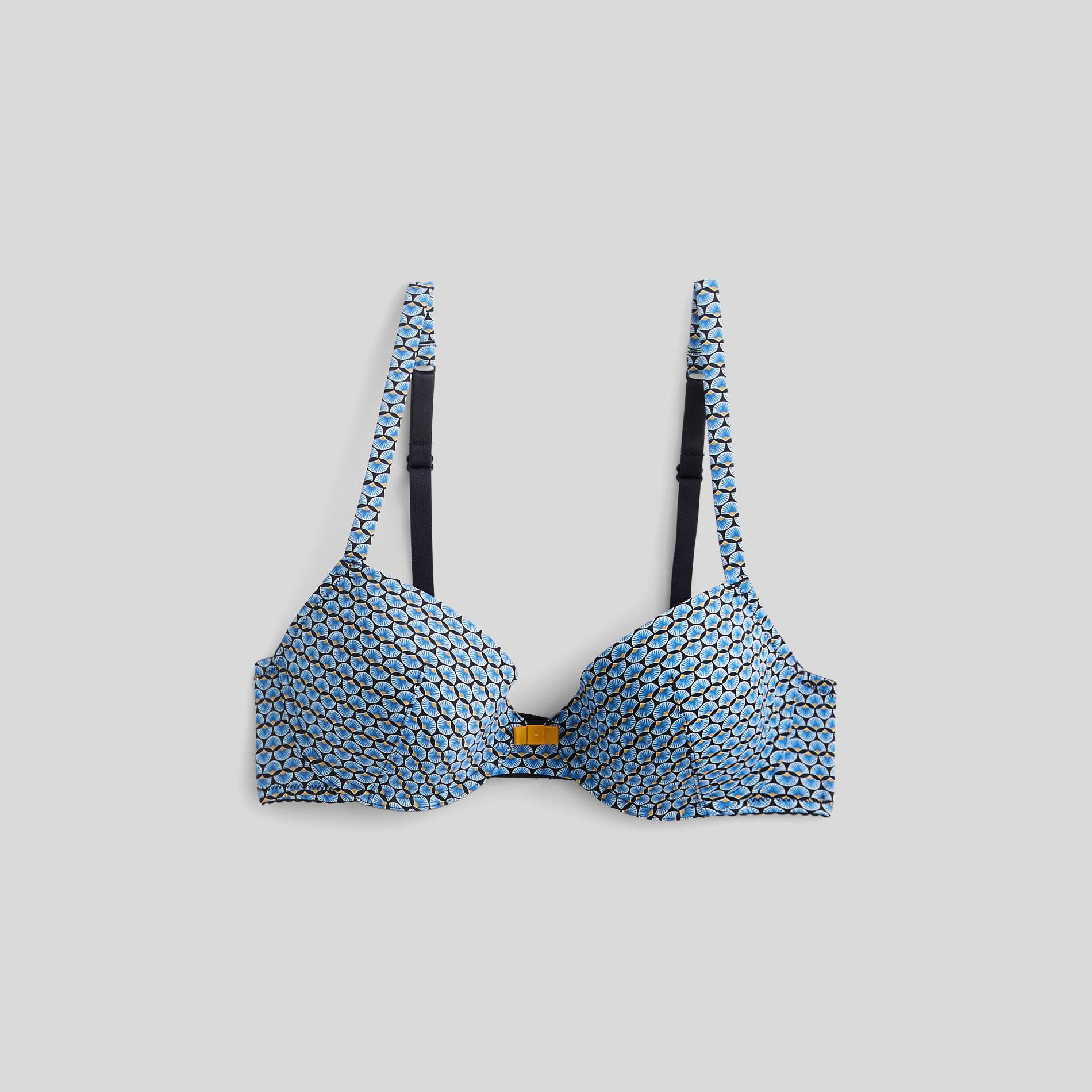 Soutien-gorge corbeille en chiffon imprimé avec coques, Bleu marine, large image number 2.0