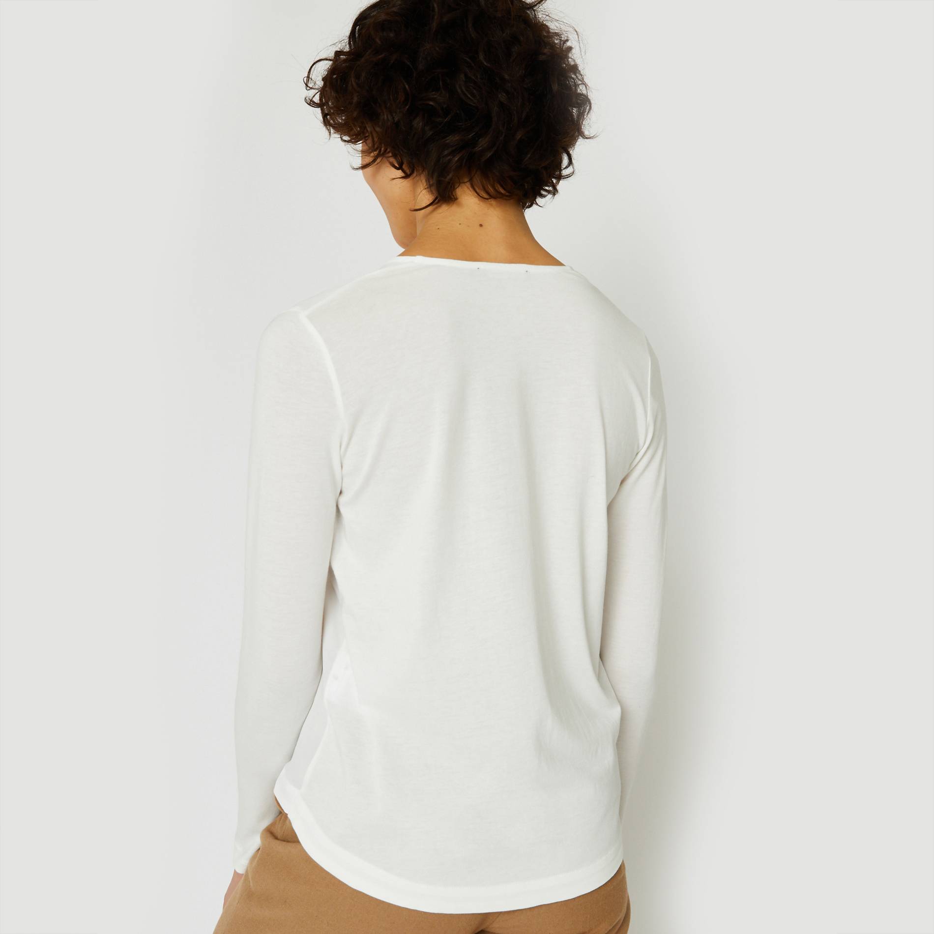 T-shirt bi-matières, Ecru, large image number 1.0