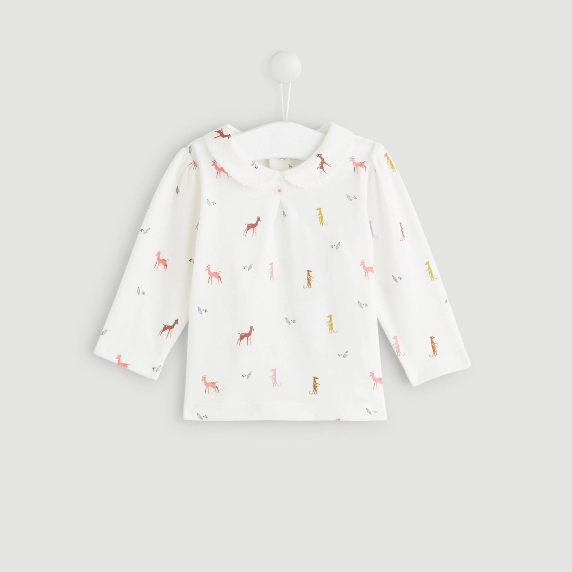 Blouse manches longues imprimée, Ecru, large image number 0.0