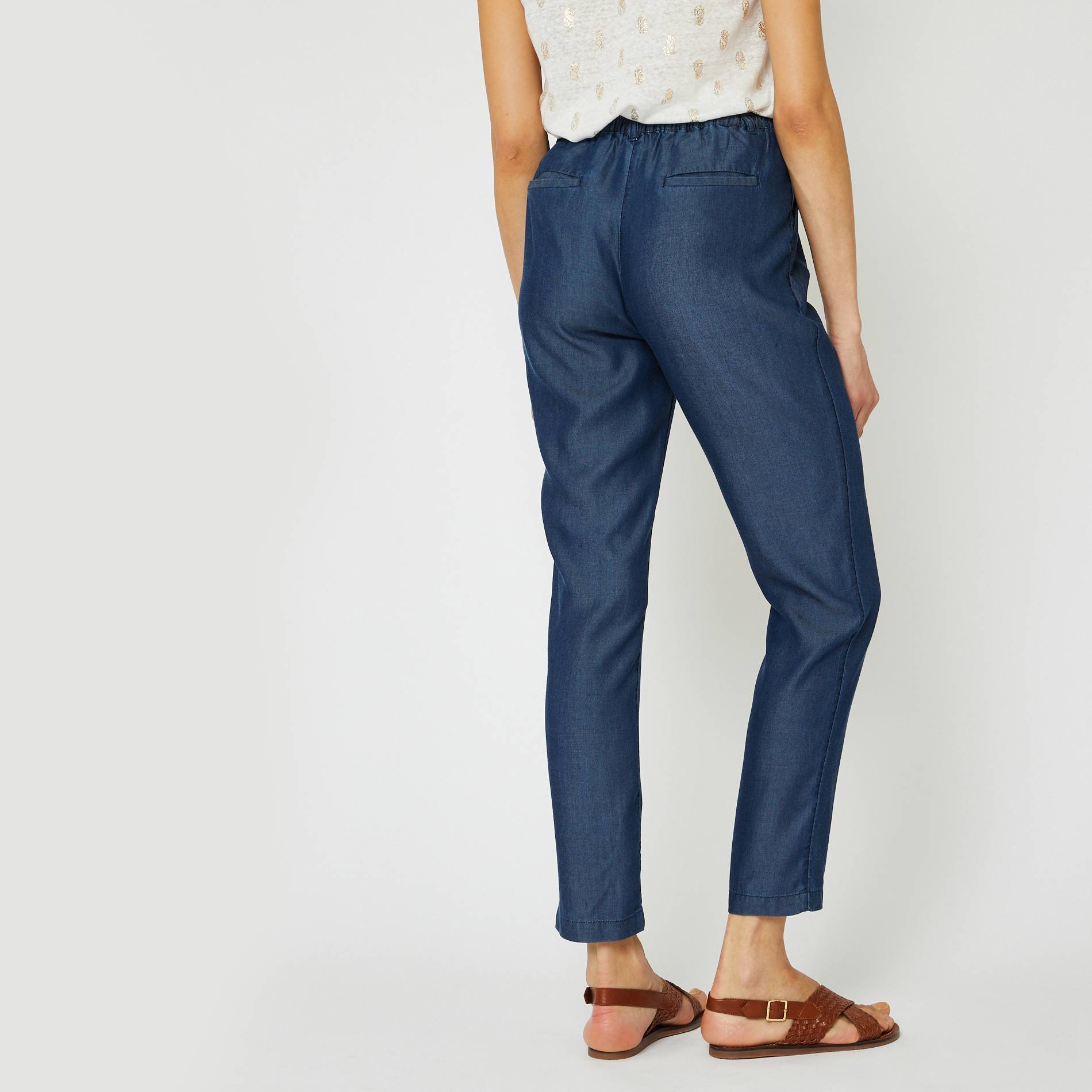 Pantalon carotte en lyocell, Bleu gris, large image number 1.0