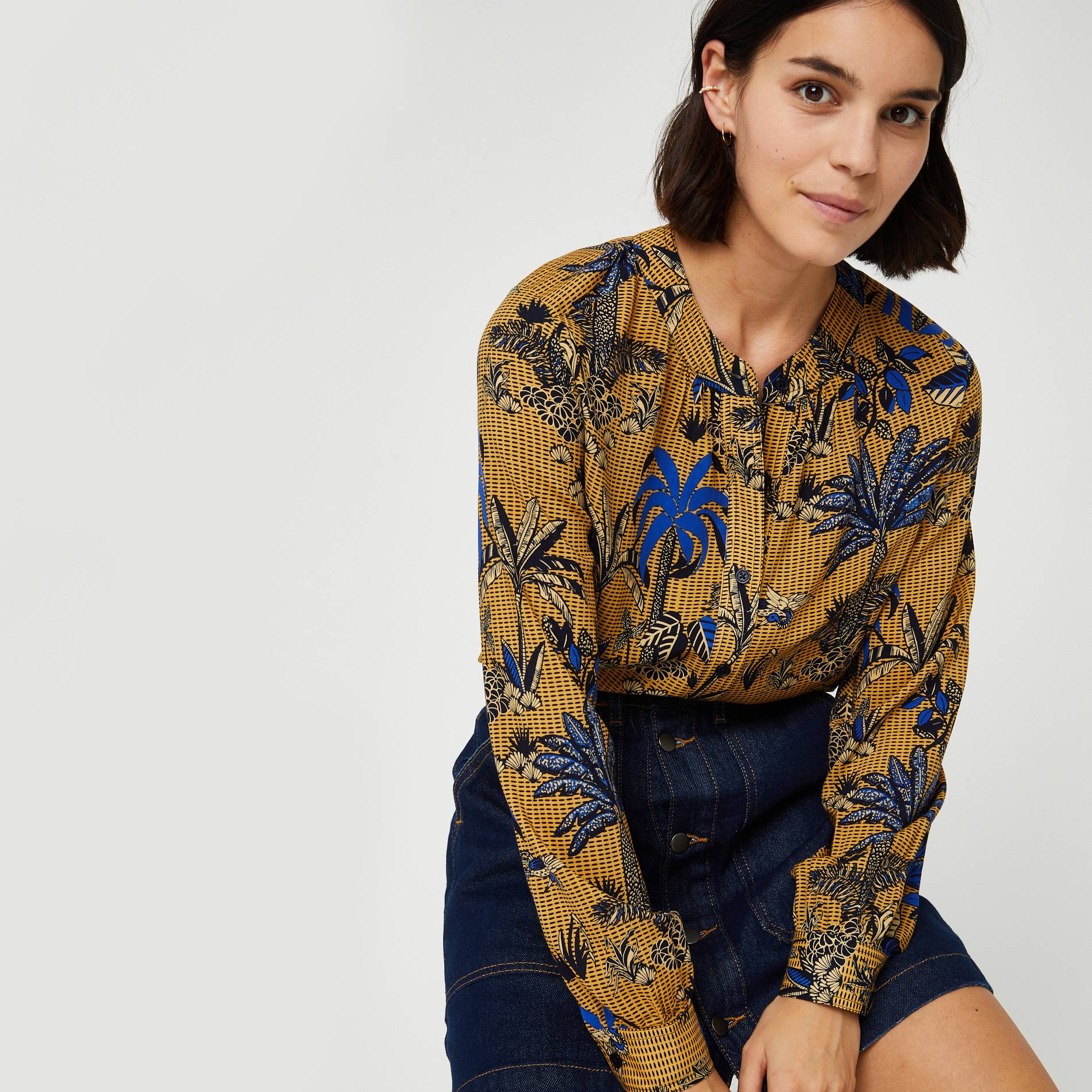 Blouse imprimée, Moutarde, large image number 0.0