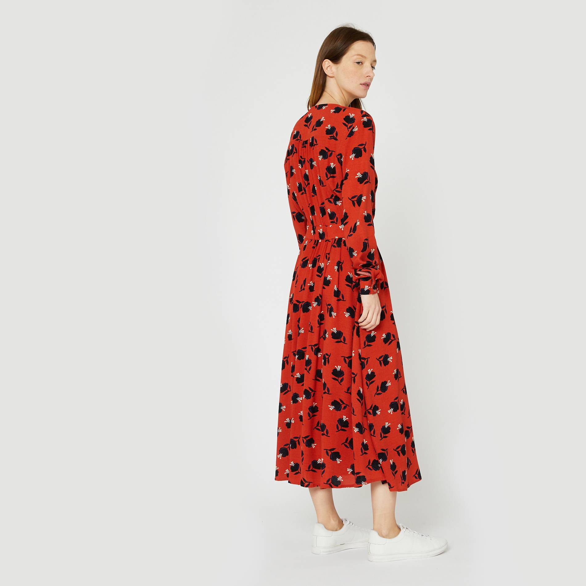 Robe boutonnée imprimé floral, Citrouille, large image number 1