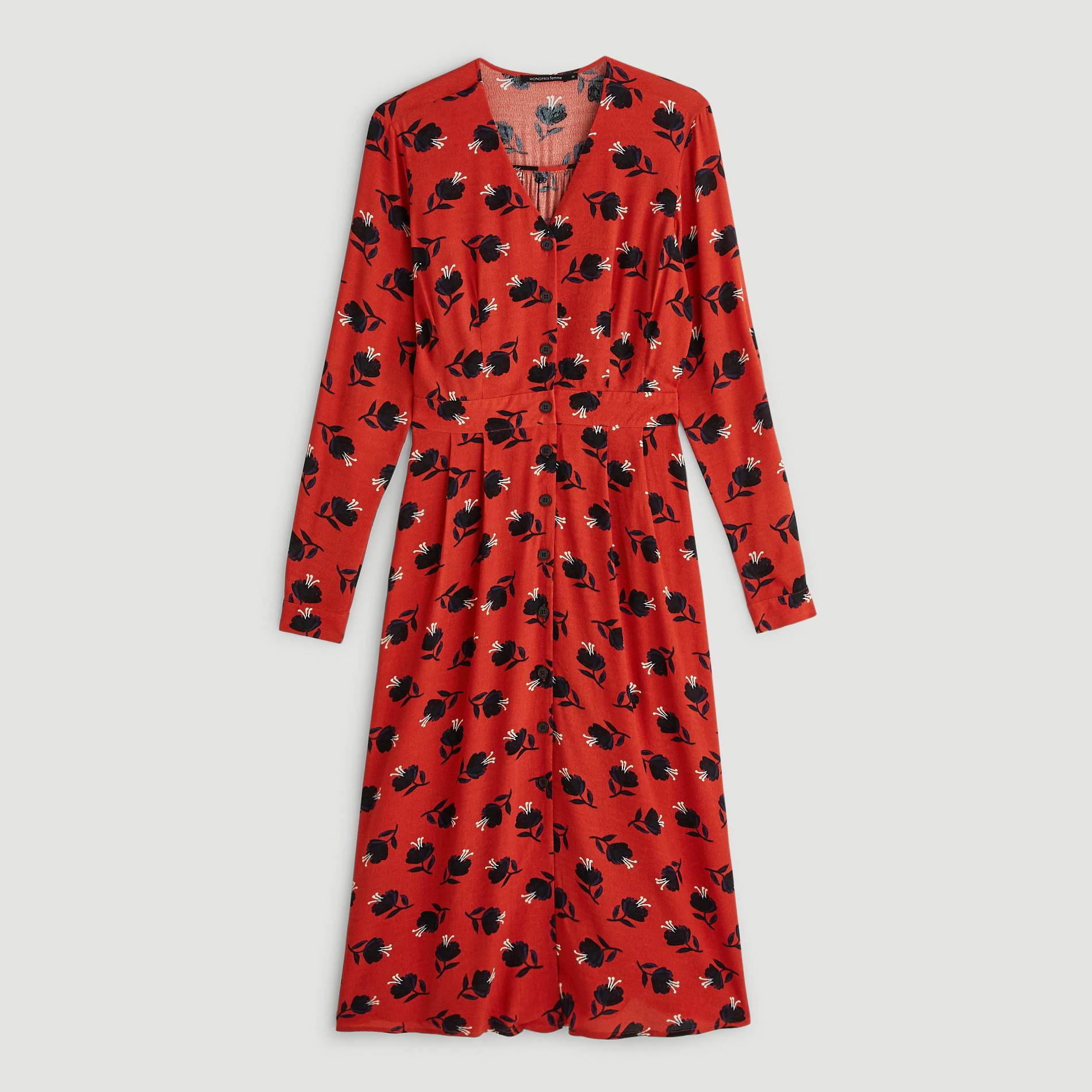 Robe boutonnée imprimé floral, Citrouille, large image number 2