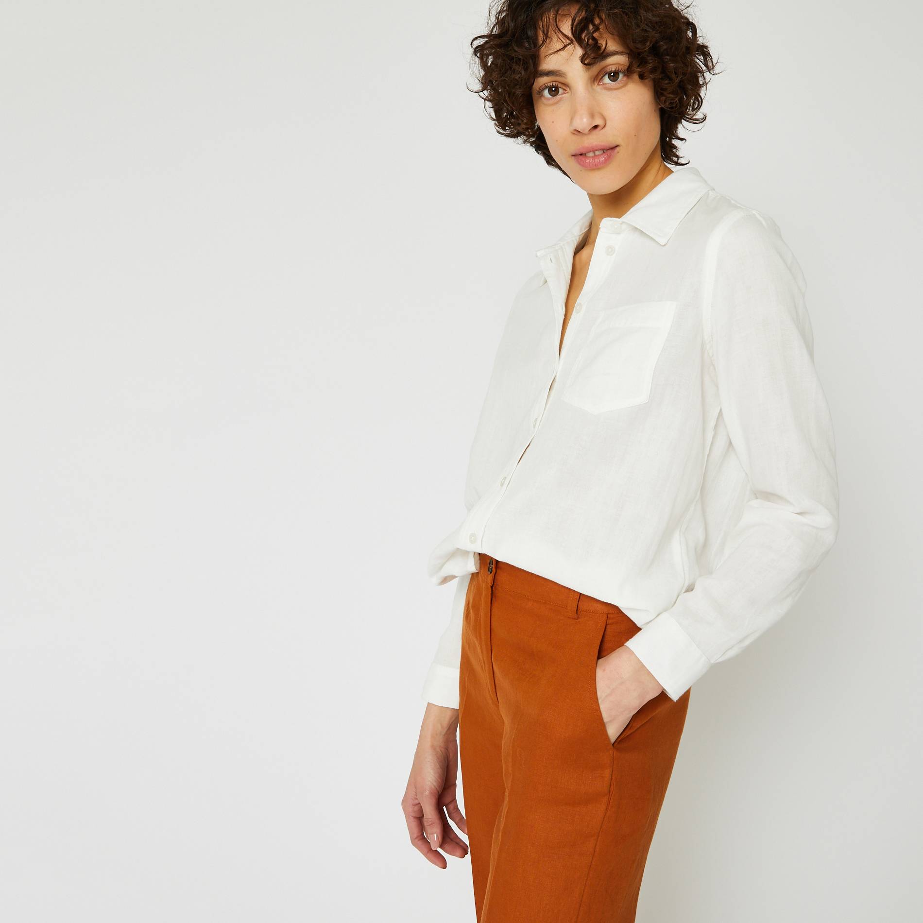 Chemise unie en coton BIO, Ecru, large image number 0.0