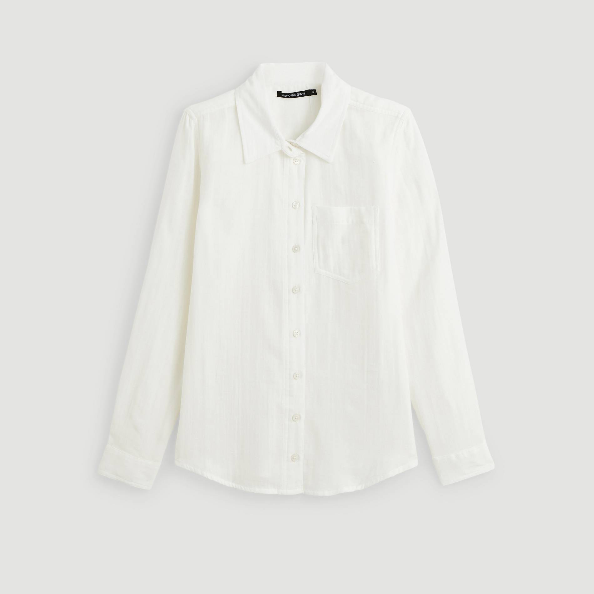 Chemise unie en coton BIO, Ecru, large image number 2.0