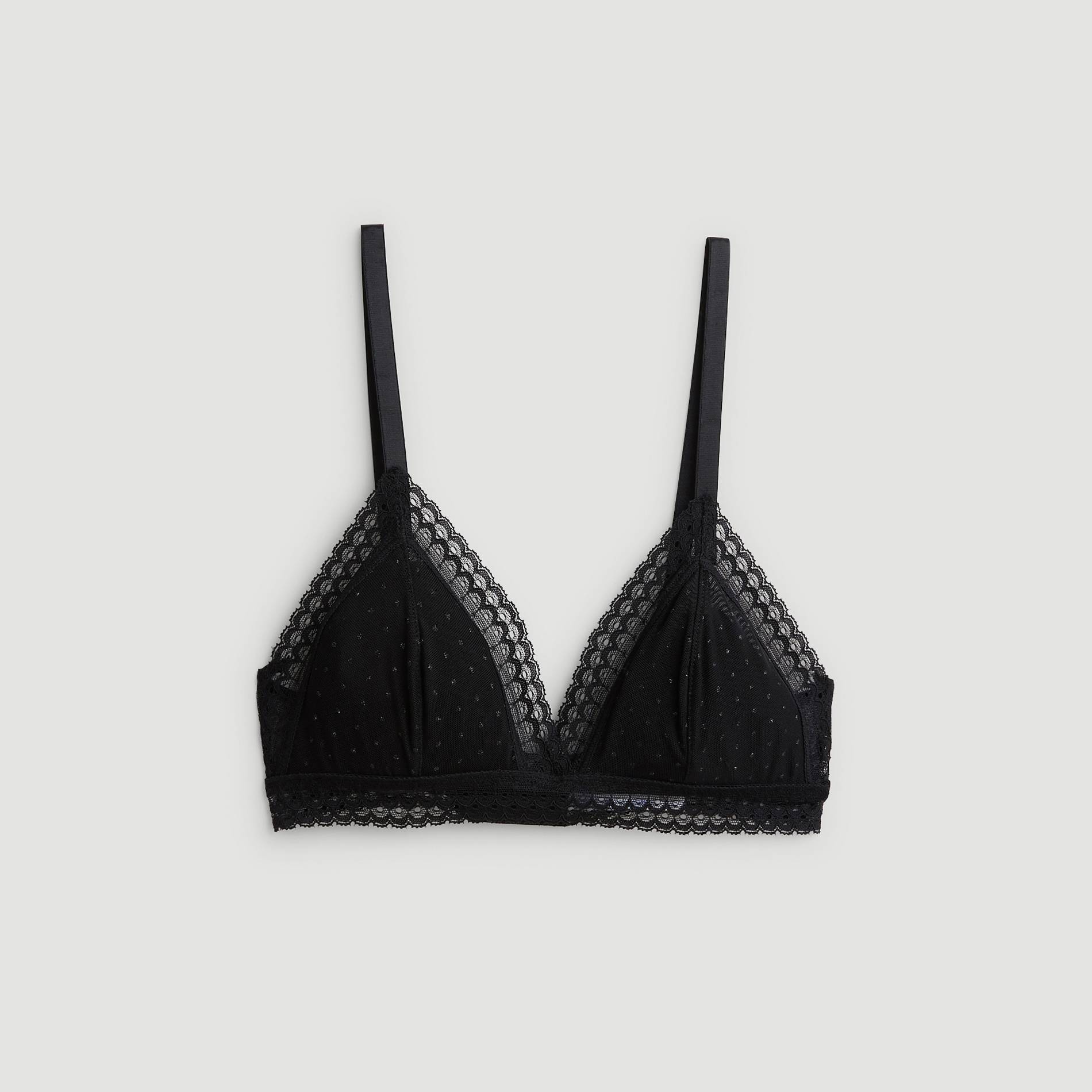 Soutien-gorge triangle en tulle plumetis pailletes, Noir, large image number 2