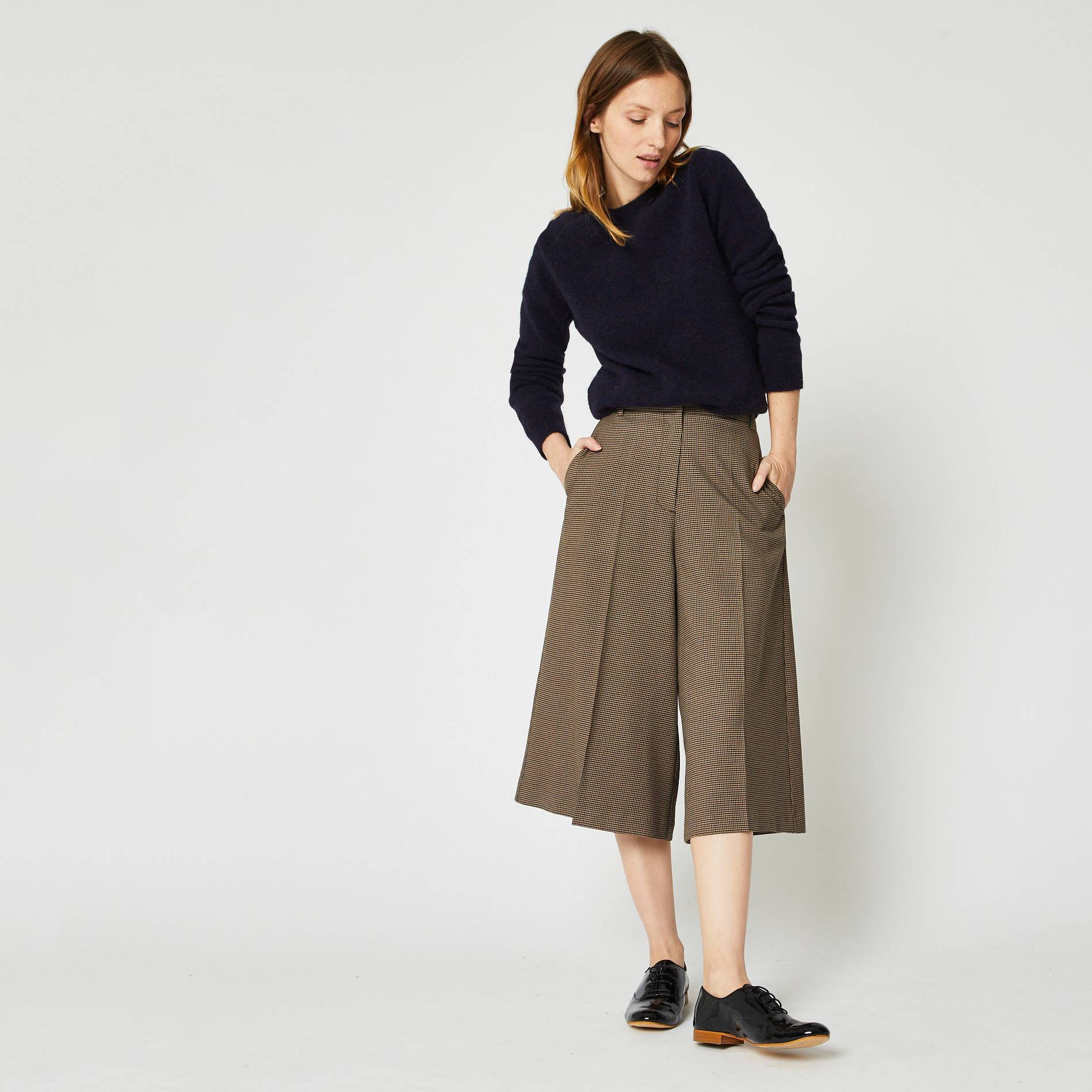 Jupe culotte a carreaux, Gris moyen, large image number 0