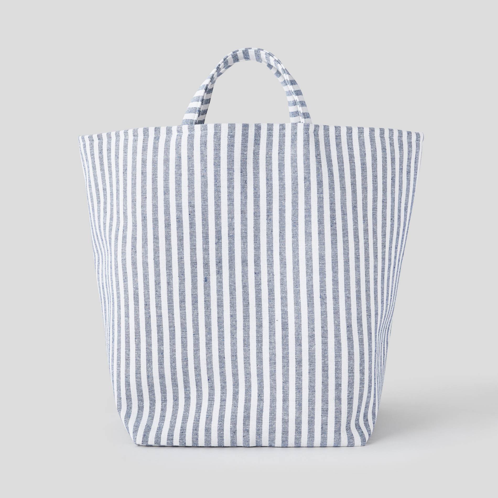 Panier &agrave; linge ray&eacute;, Blanc, large image number 0