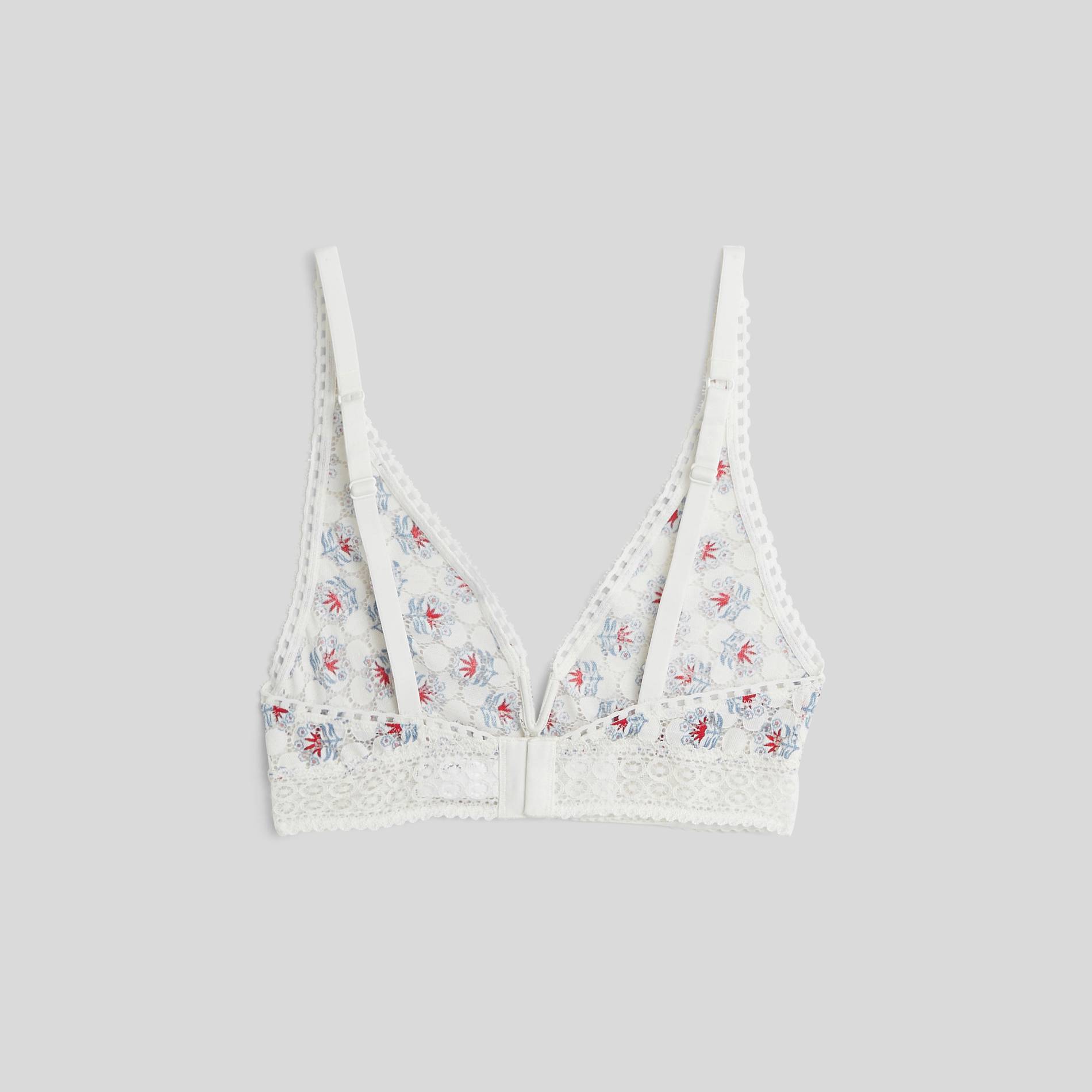 Soutien gorge triangle en dentelle et pois, Ecru, large image number 1.0