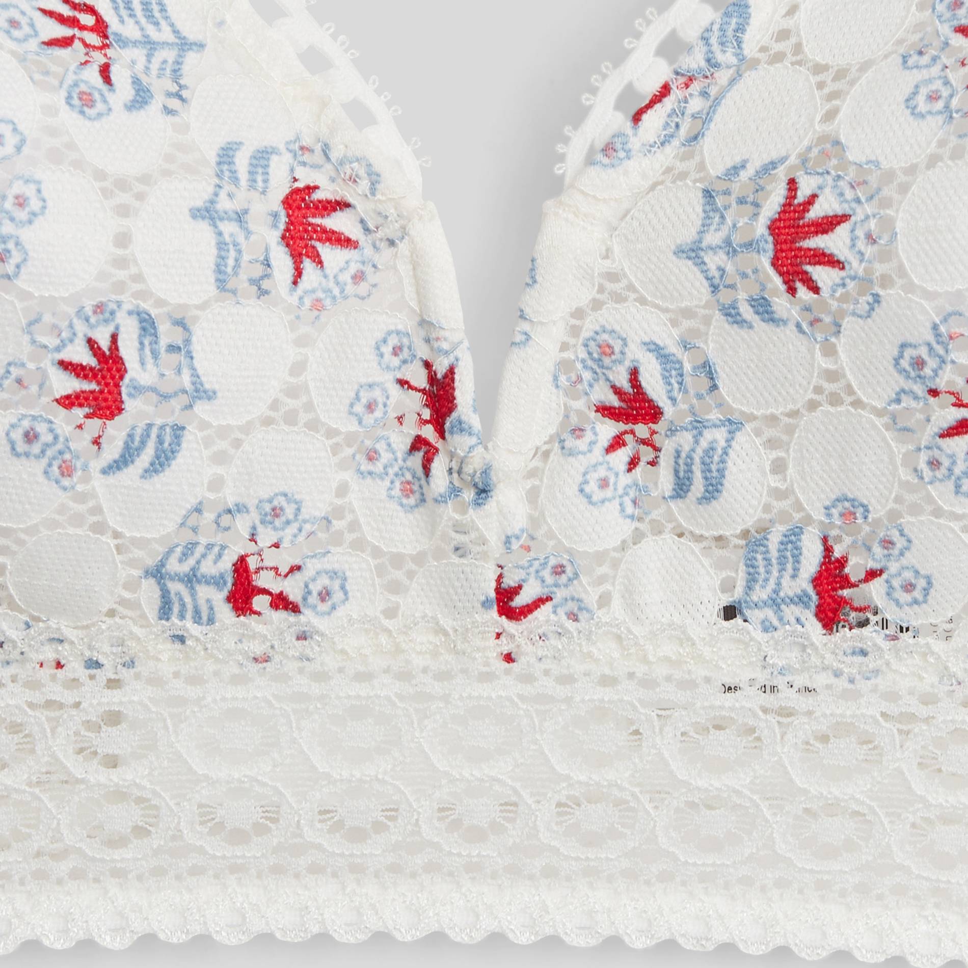 Soutien gorge triangle en dentelle et pois, Ecru, large image number 2.0