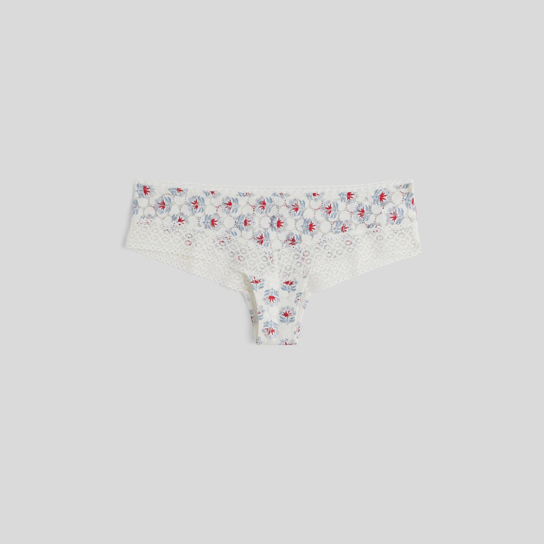 Shorty en dentelle et pois, Ecru, large image number 0