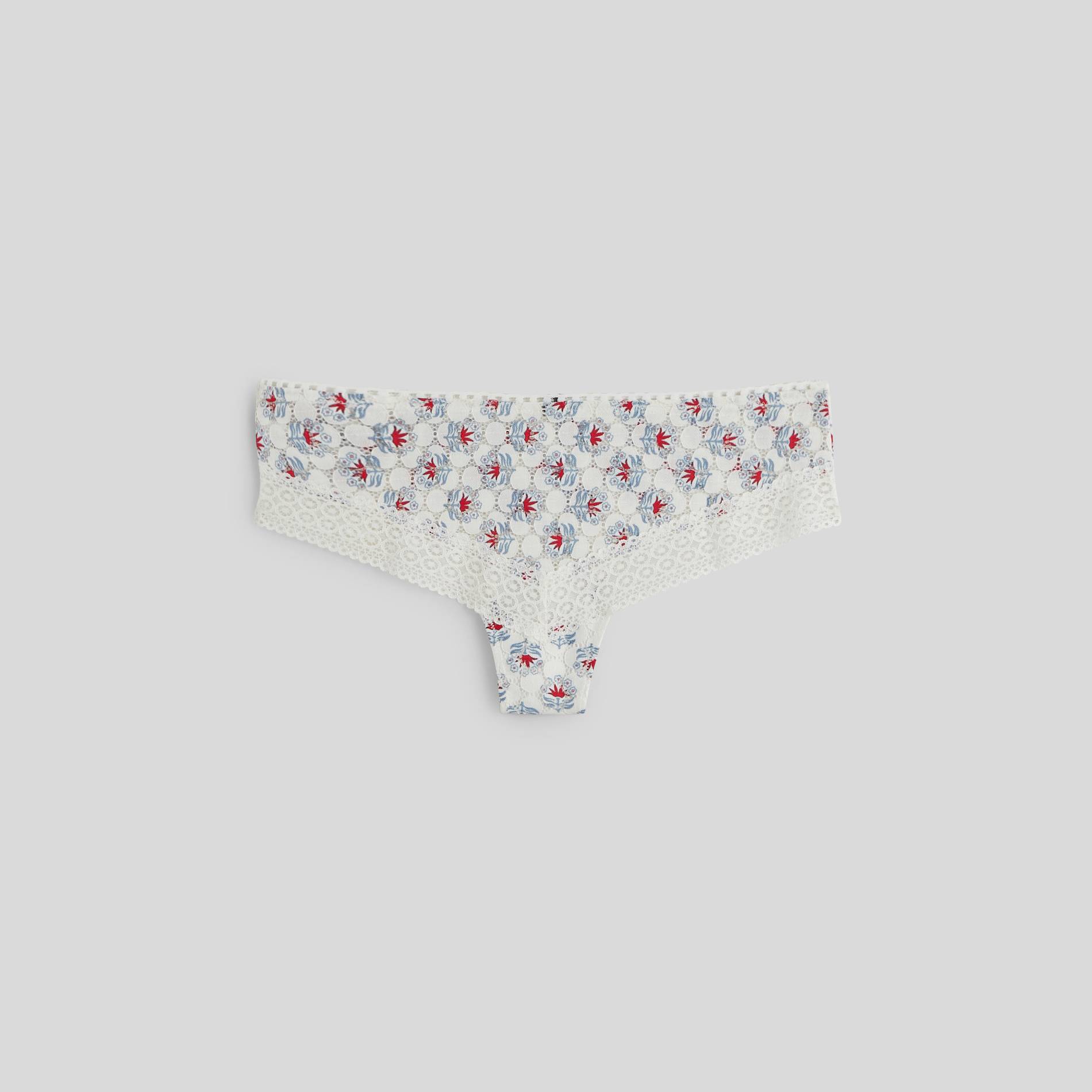 Shorty en dentelle et pois, Ecru, large image number 1