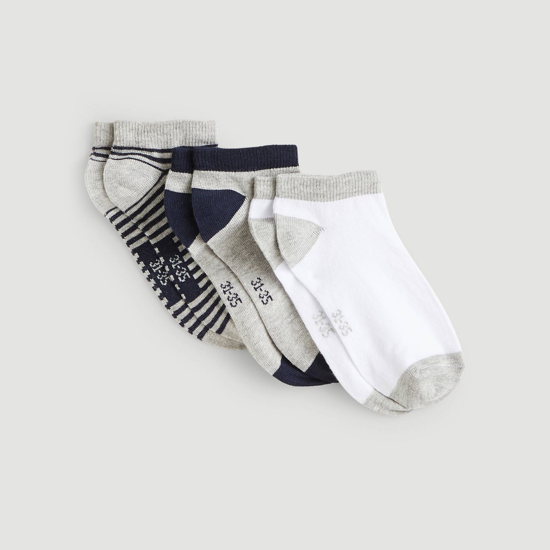 Lot de 3 paires de chaussettes ultra courtes, Gris moyen, large image number 0
