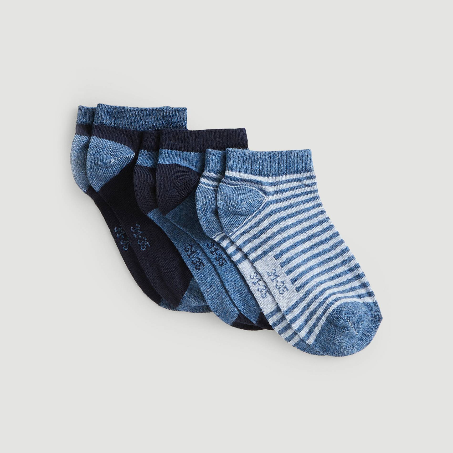 Lot de 3 paires de chaussettes ultra courtes, Bleu, large image number 0
