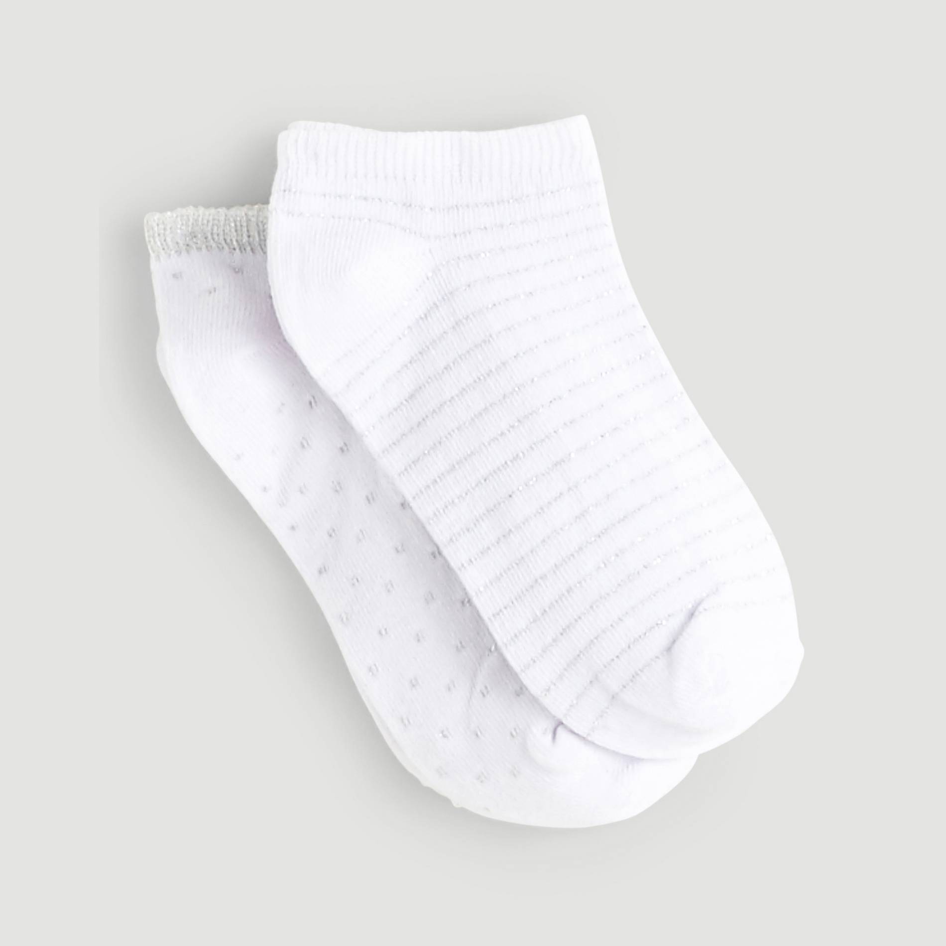 Lot de 2 paires de chaussettes brillantes ultra courtes, Blanc, large image number 1