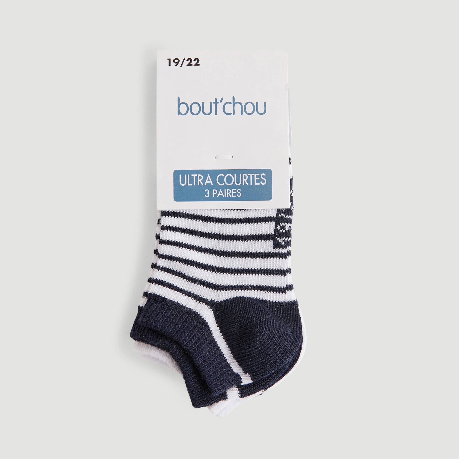 Lot de 3 paires de chaussettes ultra courtes, Bleu marine, large image number 0.0