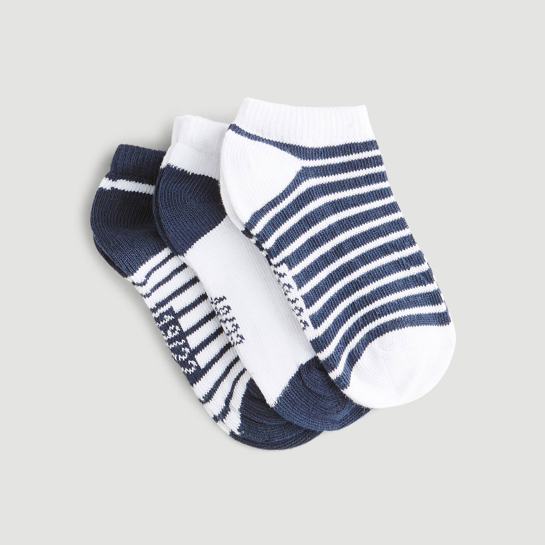 Lot de 3 paires de chaussettes ultra courtes, Bleu marine, large image number 1