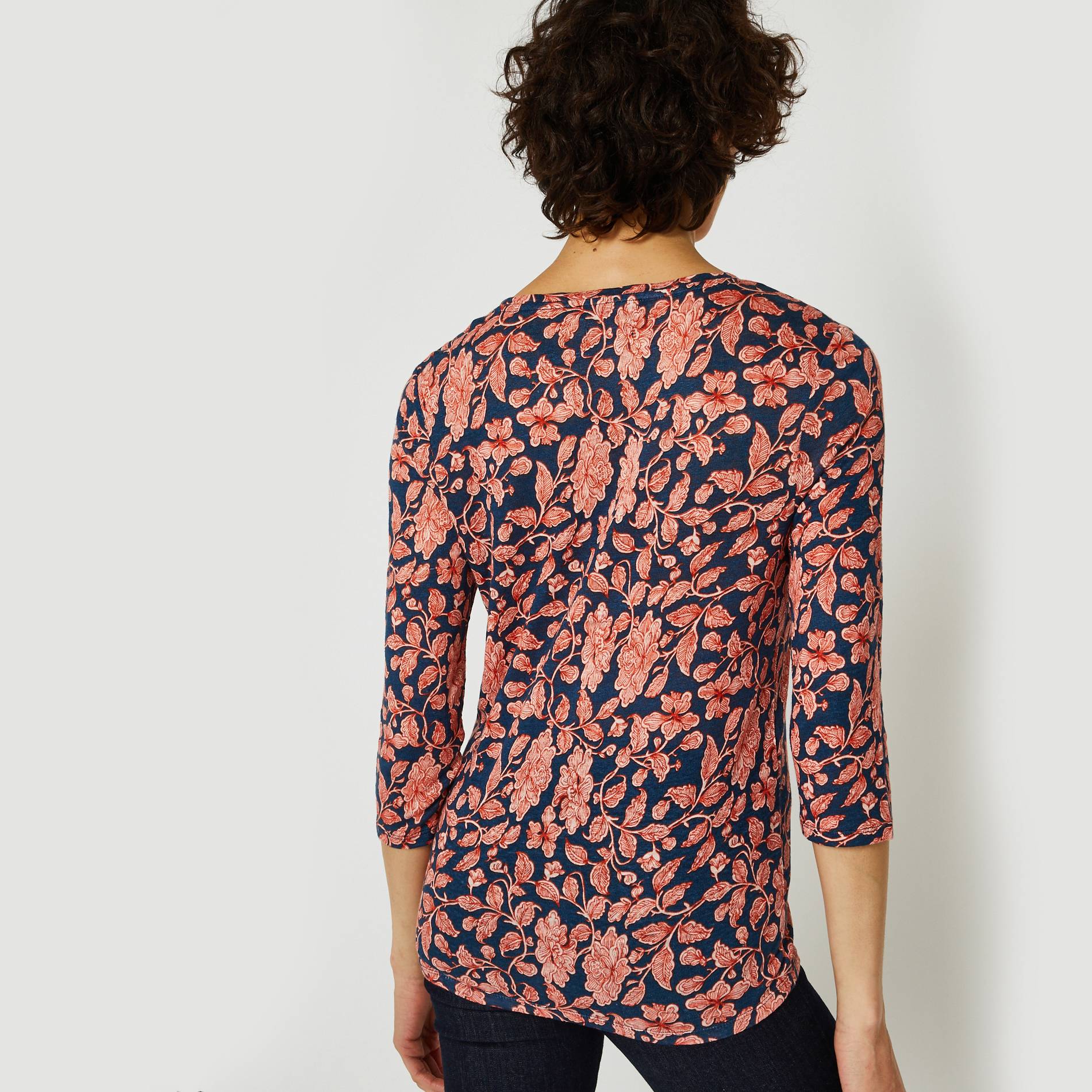 T-shirt imprimé en lin, Indigo, large image number 1.0