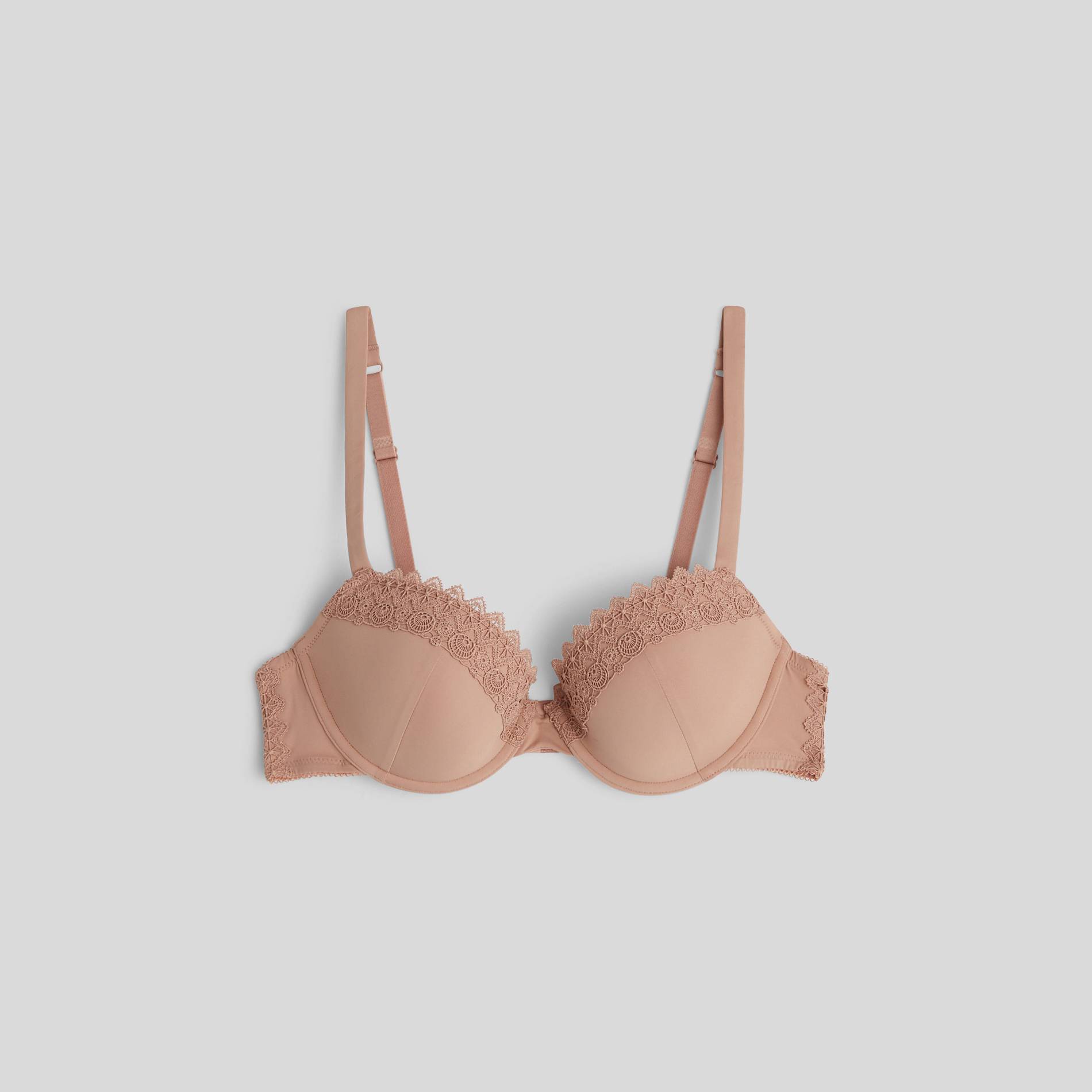Soutien-gorge en microfibre et guipure avec coques, Rose pâle, large image number 0.0