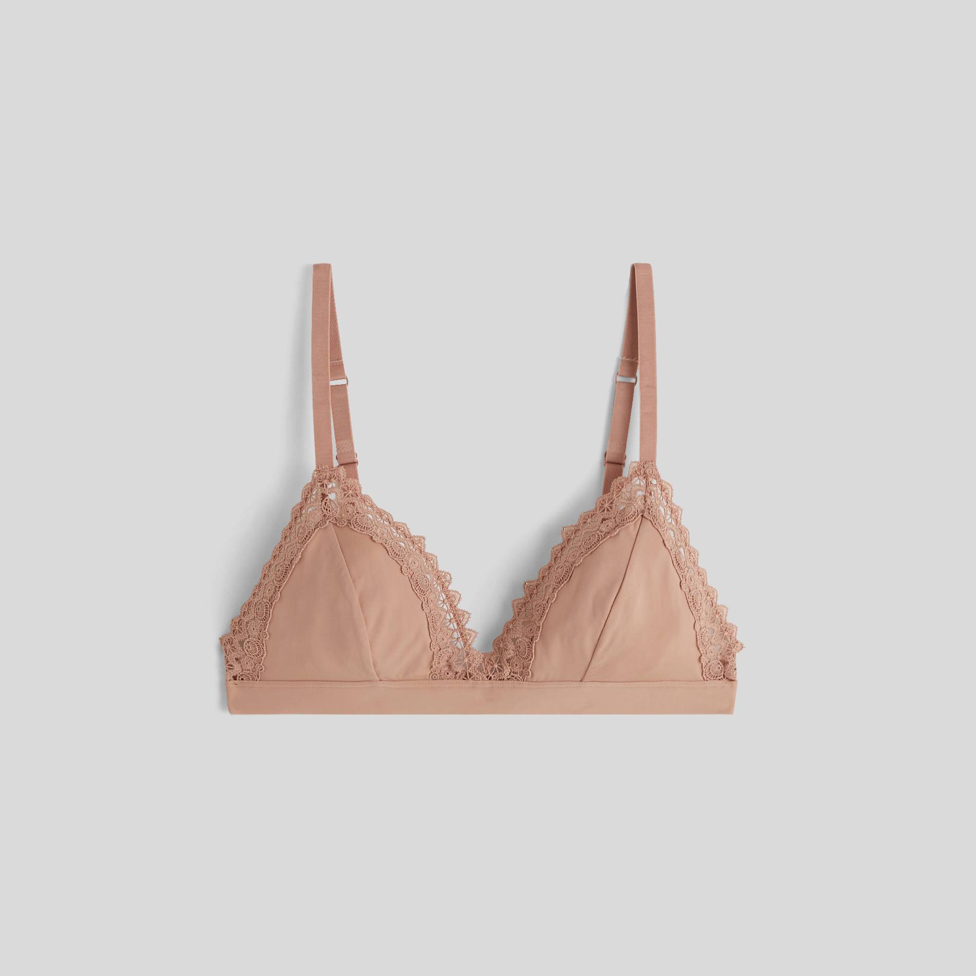 Soutien-gorge triangle en microfibre et guipure, Rose pâle, large image number 0