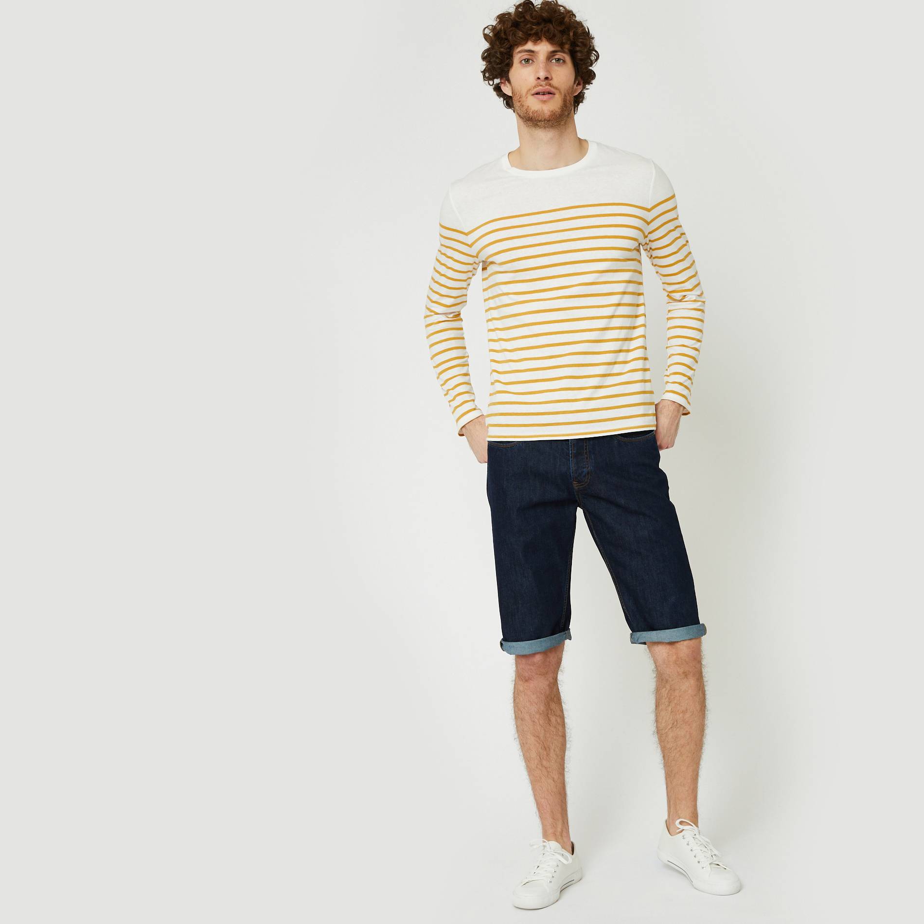 Bermuda denim en coton BIO, Bleu vif, large image number 0