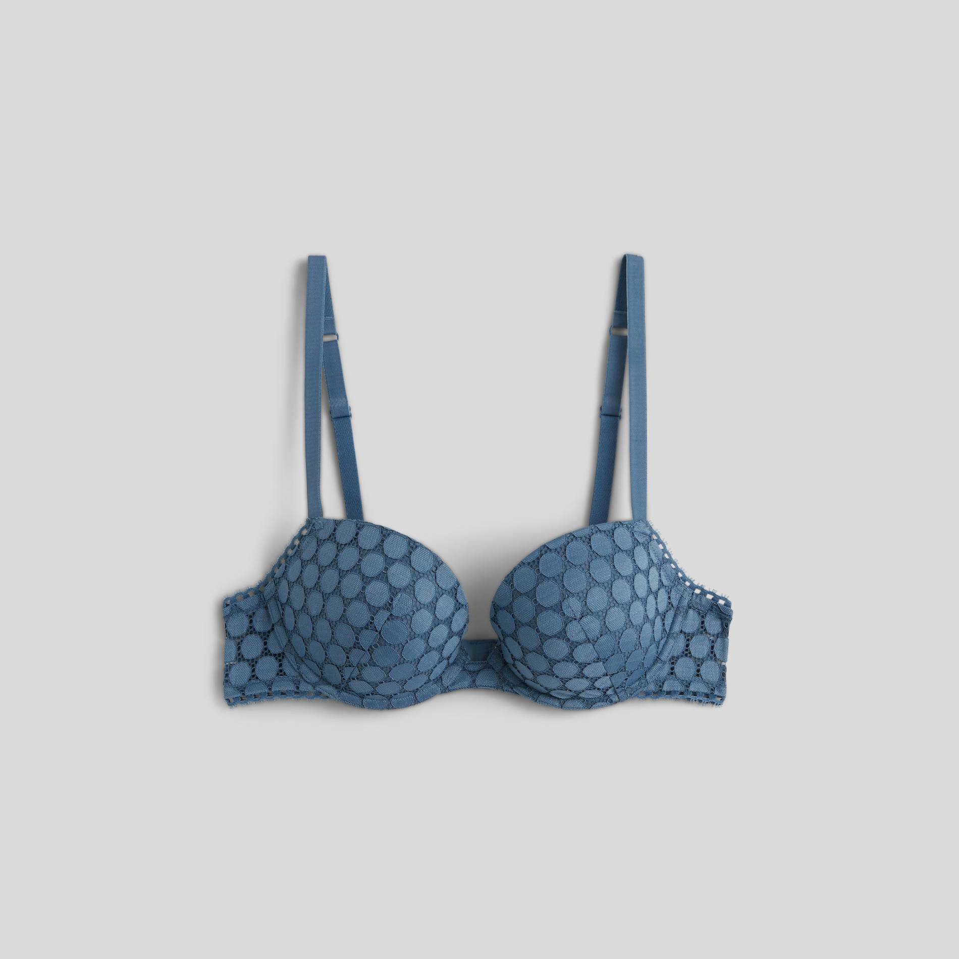 Soutien-gorge en dentelle et pois avec coques, Bleu gris, large image number 0.0