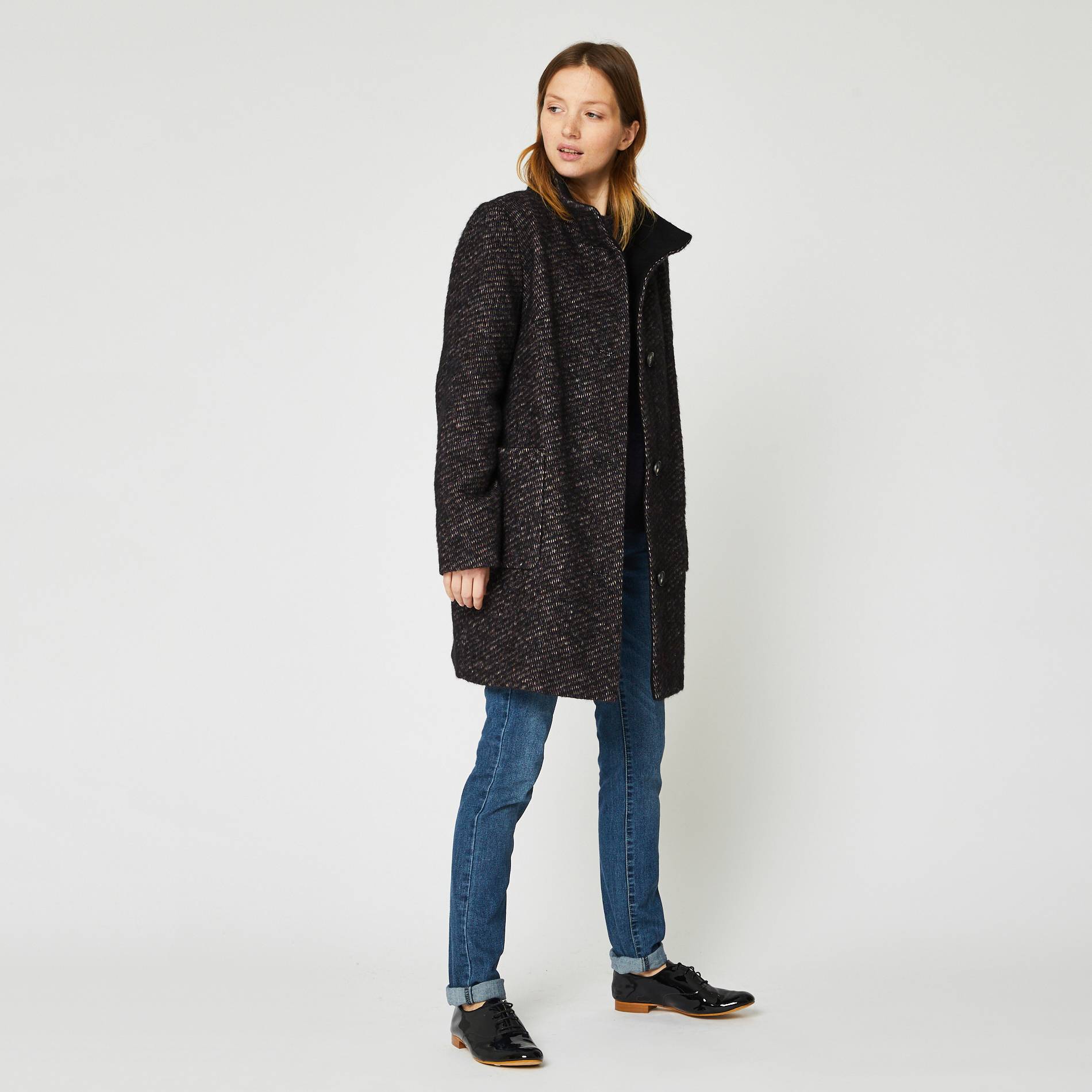 Manteau a col montant, Noir, large image number 0