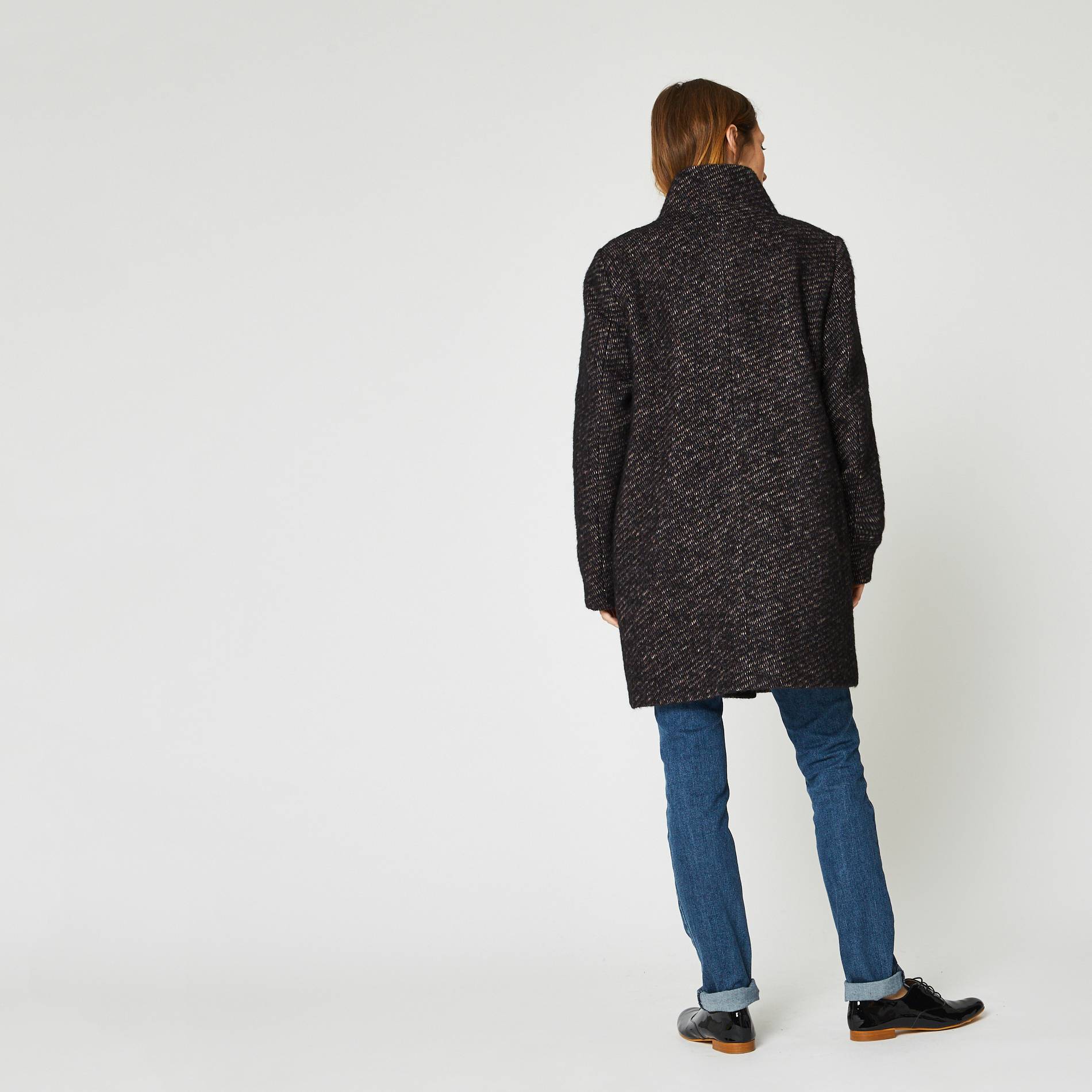 Manteau a col montant, Noir, large image number 1
