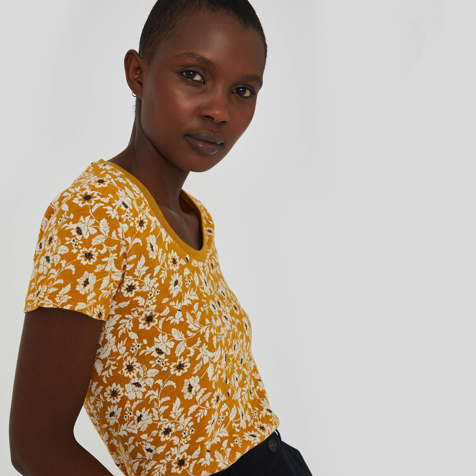 T-shirt imprimé en coton BIO, Moutarde, large image number 0