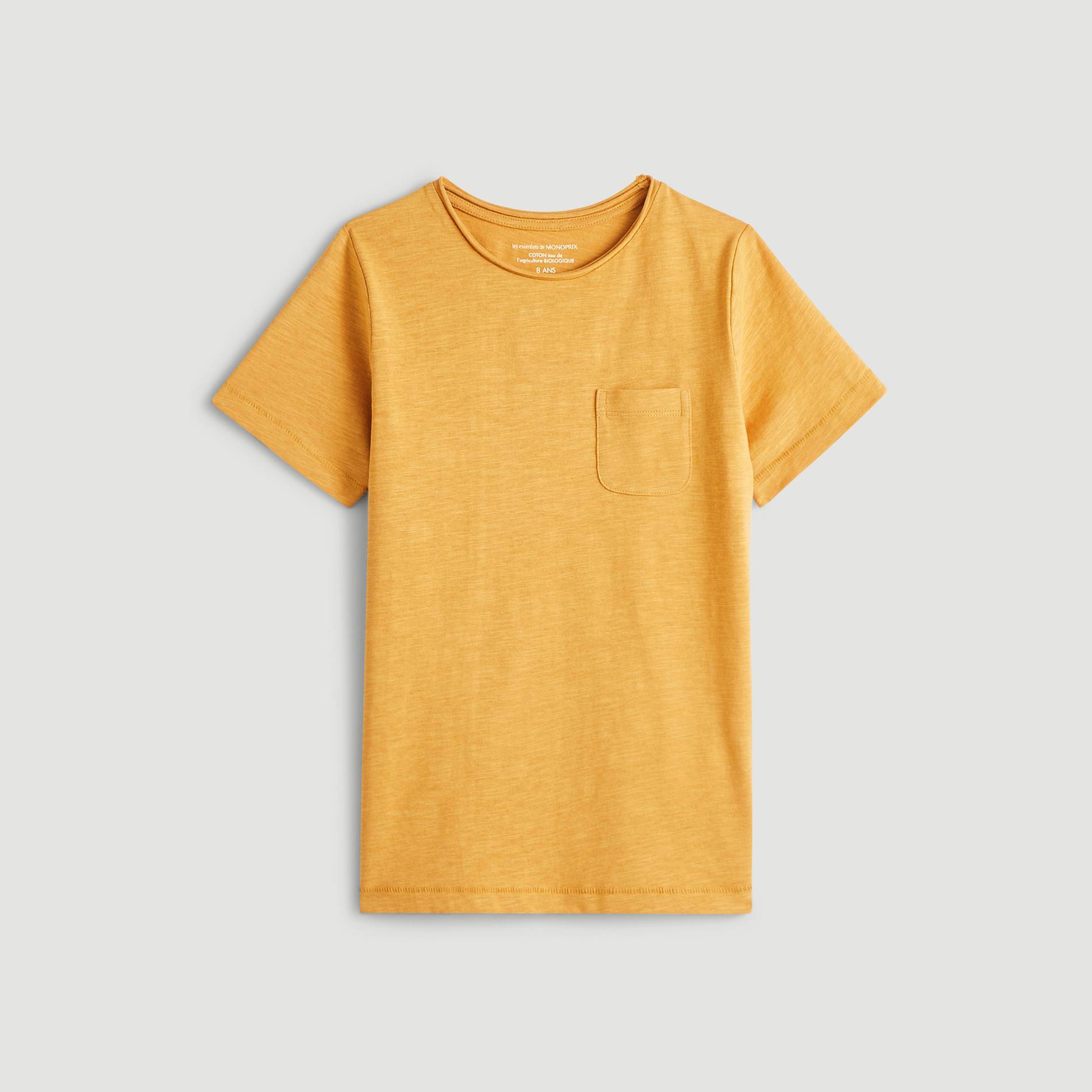 T-shirt manches courtes en coton BIO, Moutarde, large image number 0