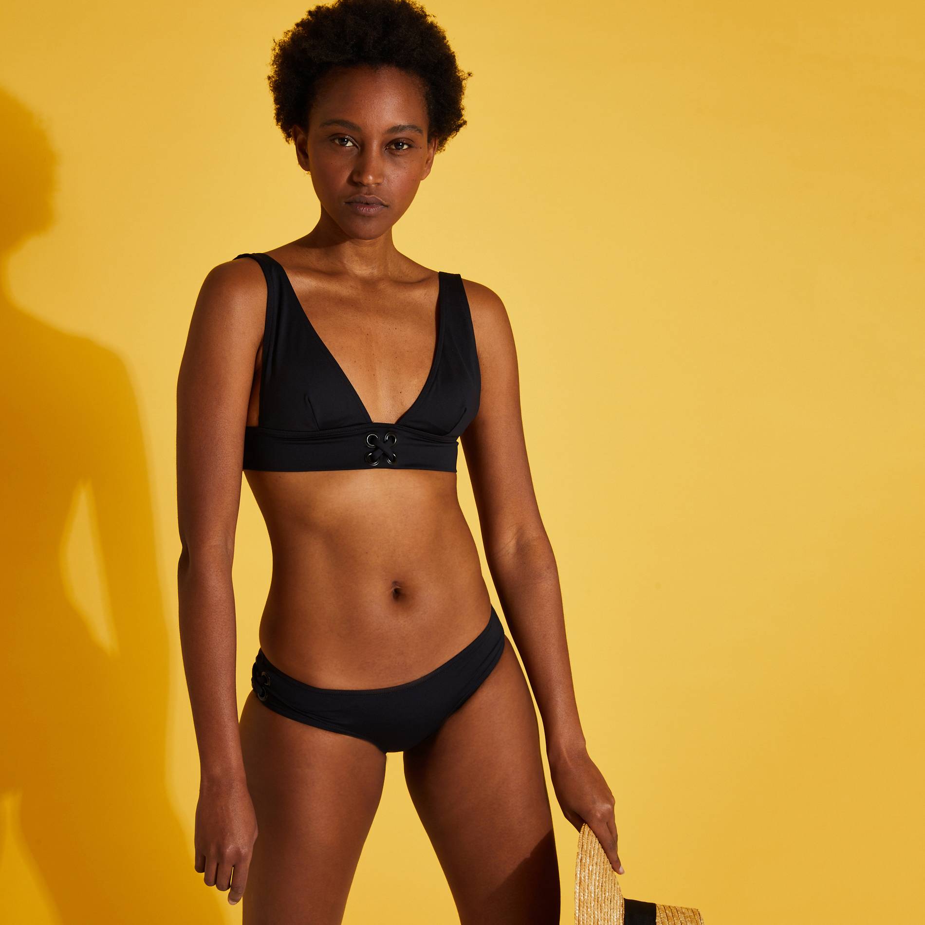 Haut de maillot de bain, forme triangle, Noir, large image number 2