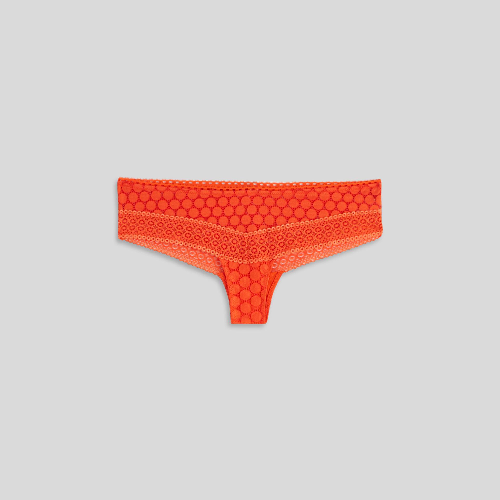 Shorty en dentelle et pois, Orange, large image number 0.0