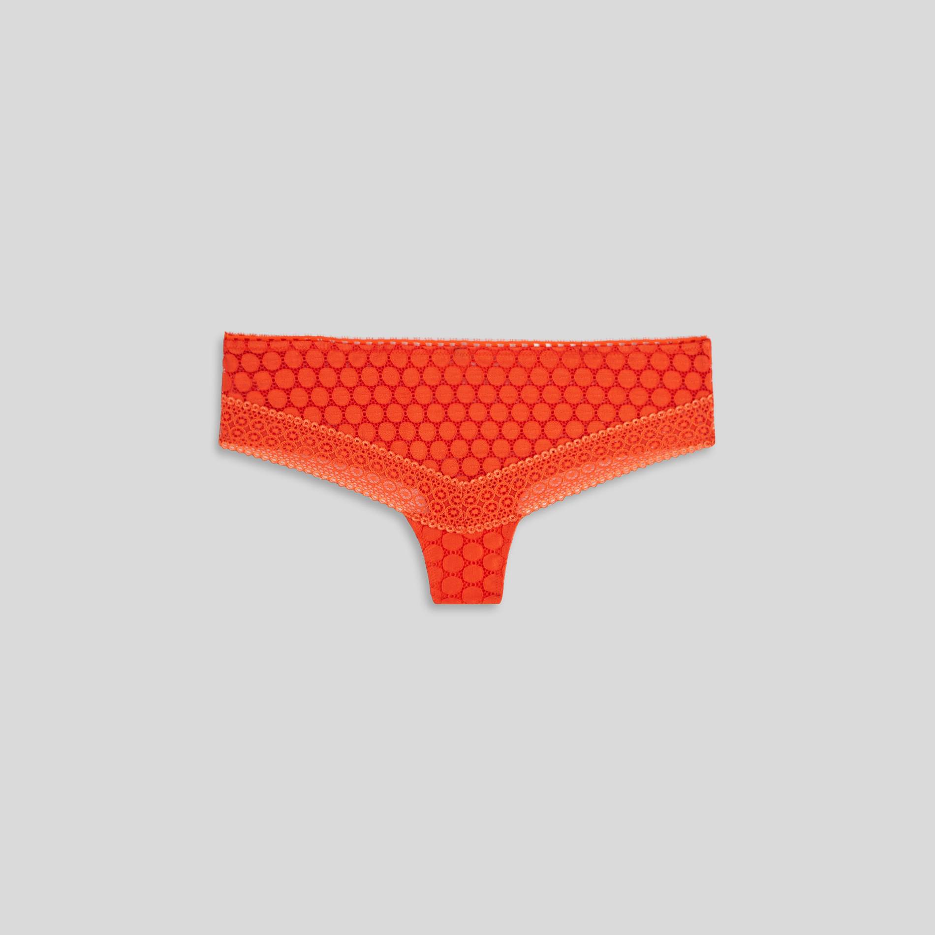 Shorty en dentelle et pois, Orange, large image number 1