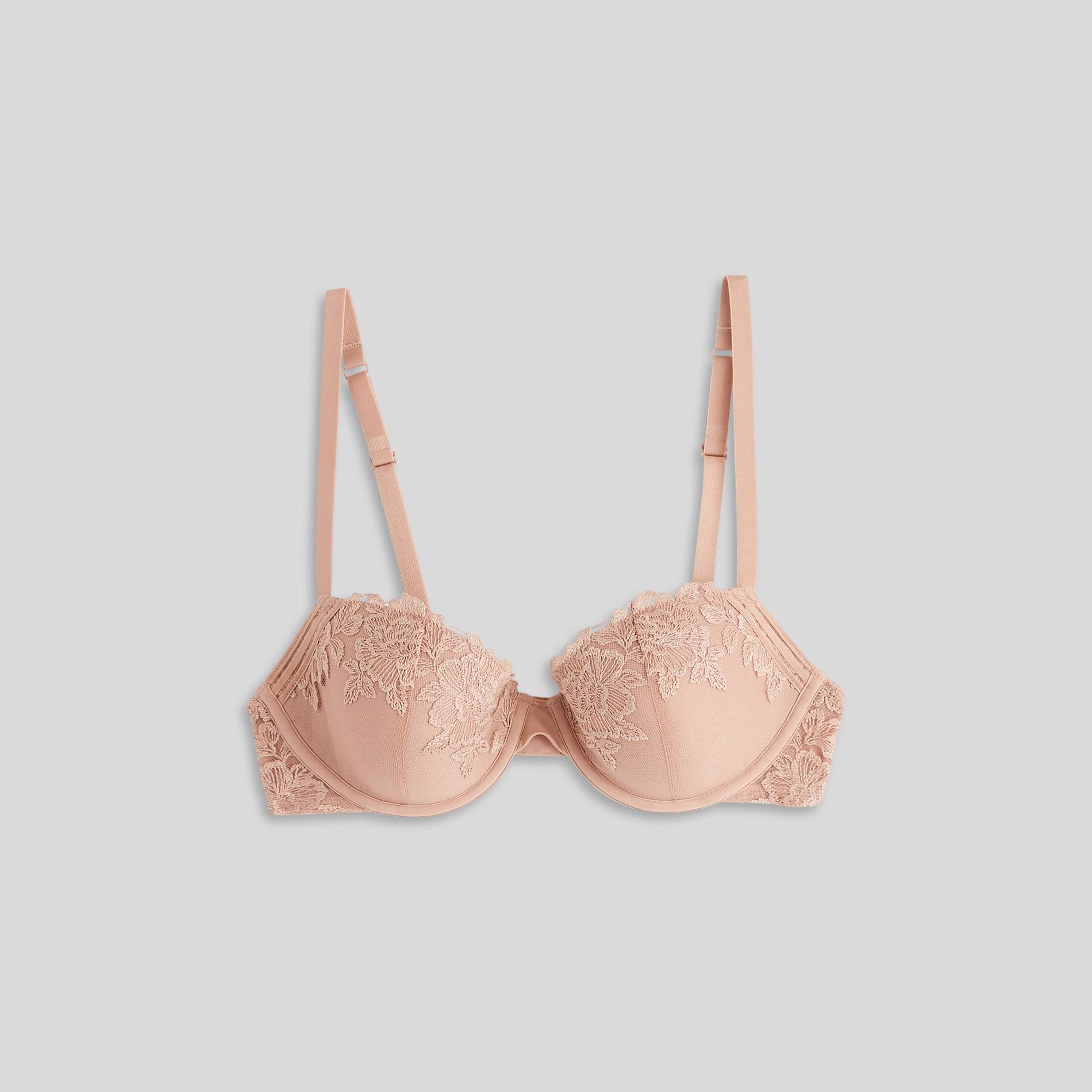 Soutien-gorge corbeille en tulle brodé, Brun clair, large image number 0.0