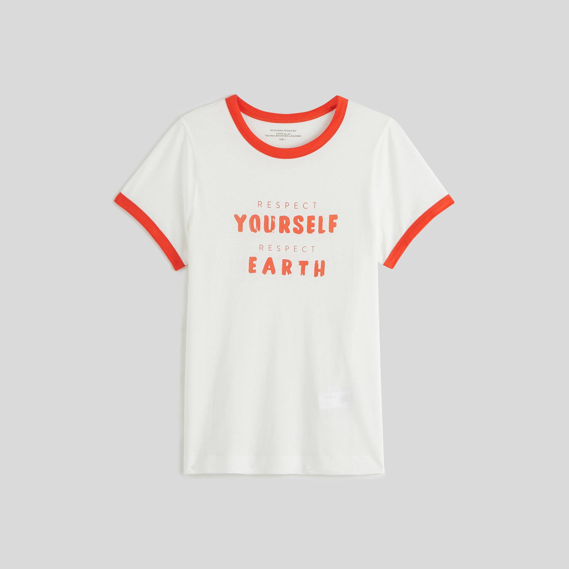 T-shirt à message en coton BIO, Ecru, large image number 0