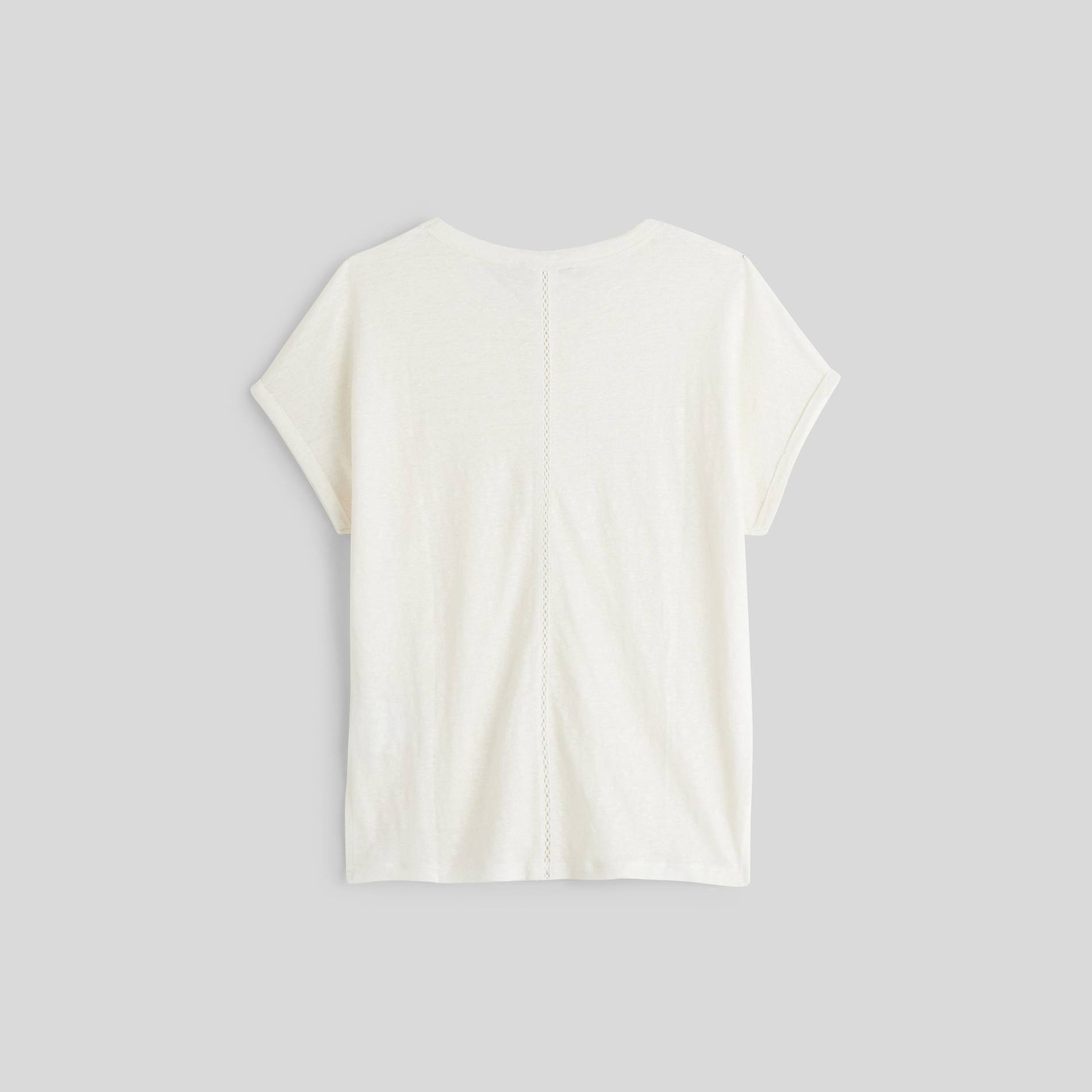 T-shirt manches courtes en lin, Ecru, large image number 1.0