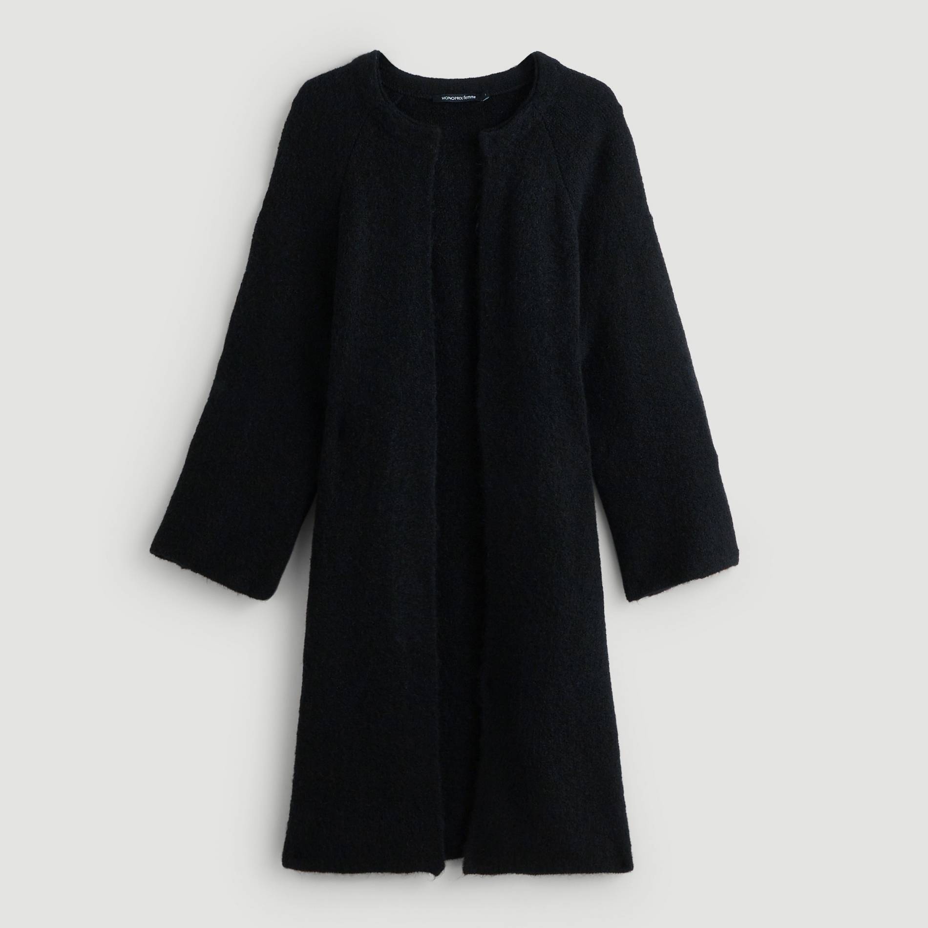 Manteau uni en maille, Noir, large image number 2.0