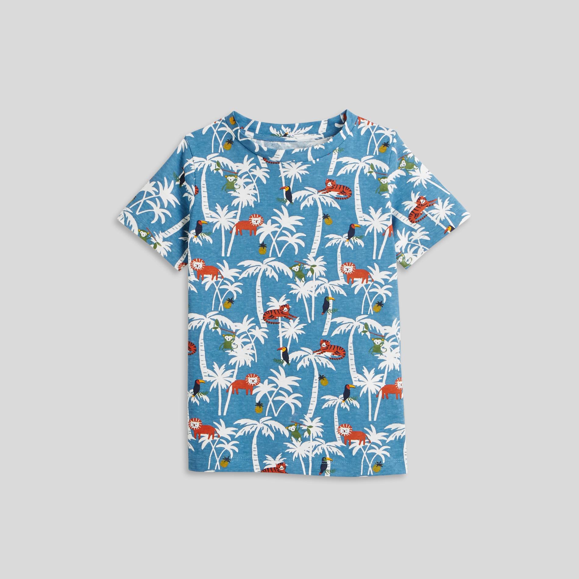 T-shirt manches courtes imprimé en coton BIO, Bleu gris, large image number 0