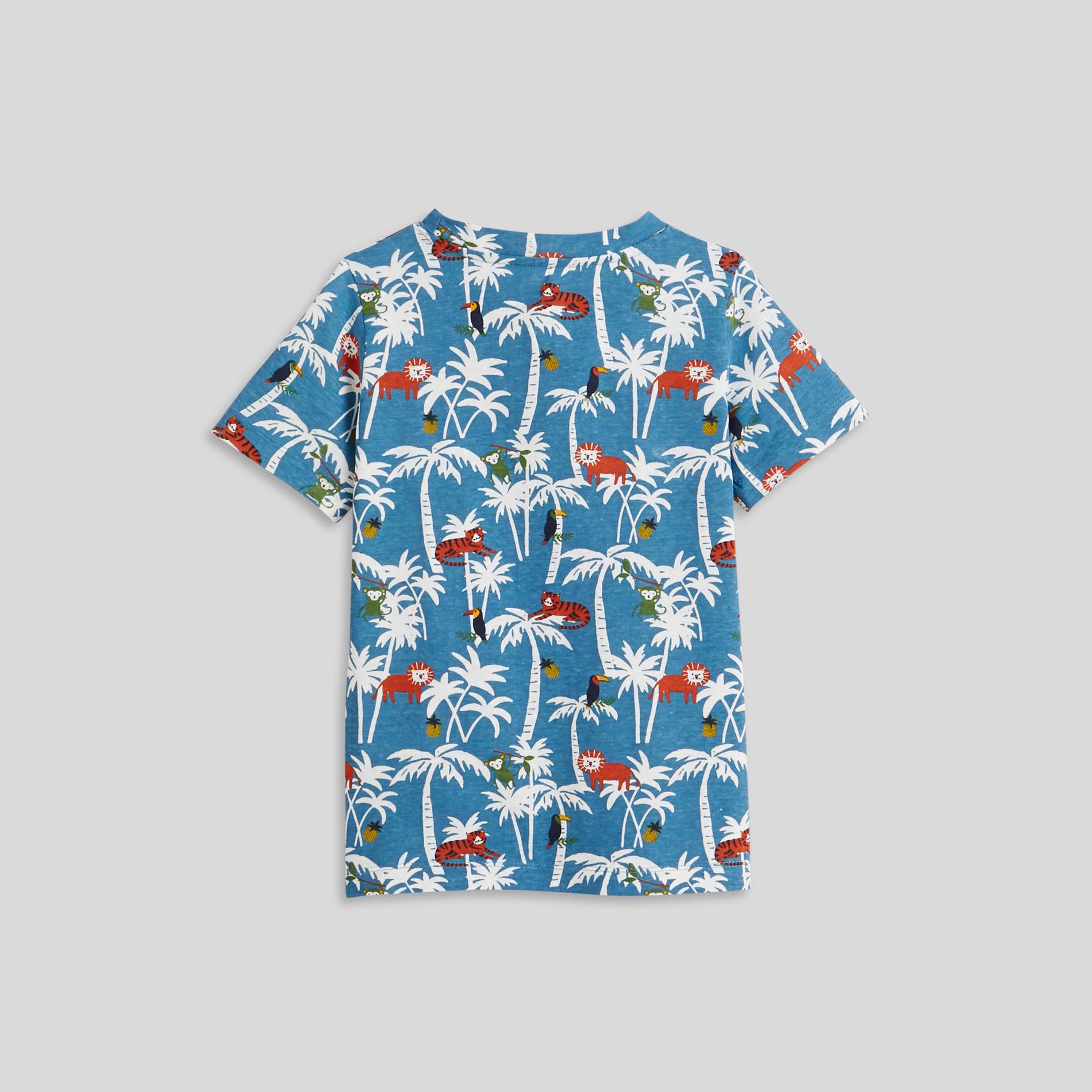 T-shirt manches courtes imprimé en coton BIO, Bleu gris, large image number 1