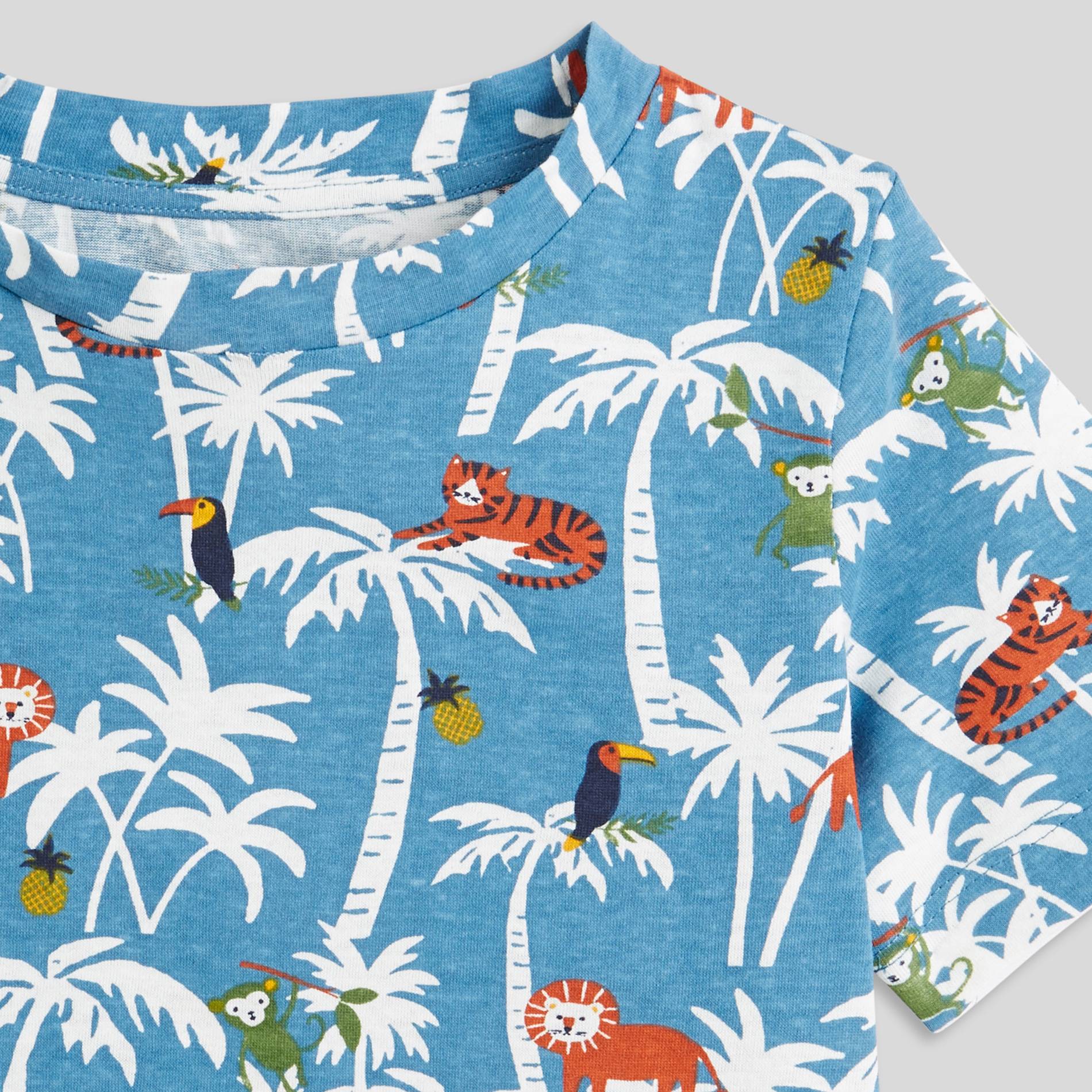T-shirt manches courtes imprimé en coton BIO, Bleu gris, large image number 2