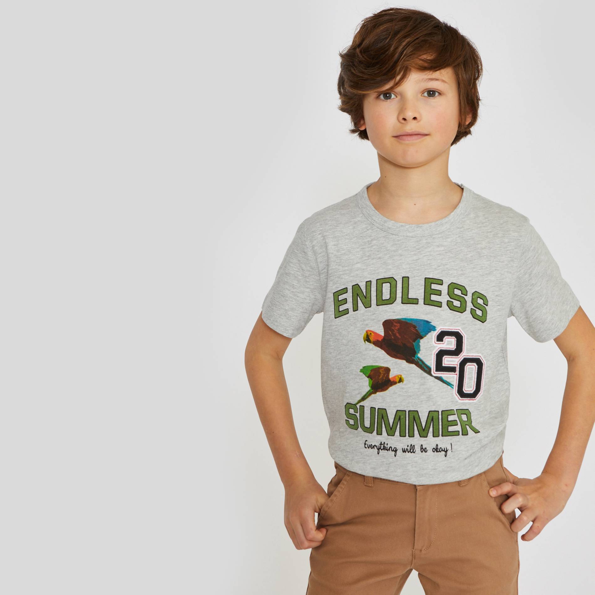 T-shirt manches courtes en coton BIO, Gris clair, large image number 0